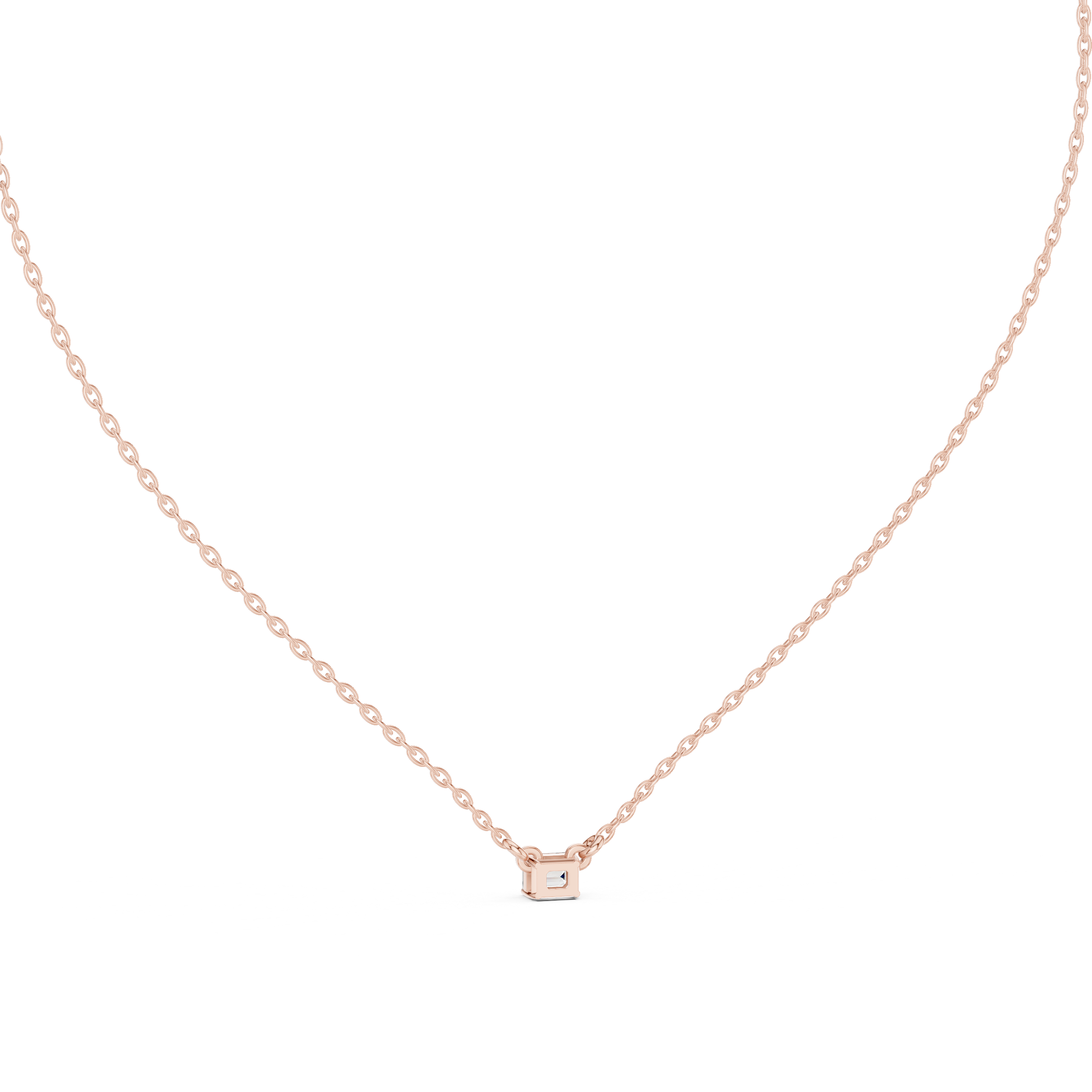 Minimal Emerald Cut Solitaire Diamond Pendant Necklace