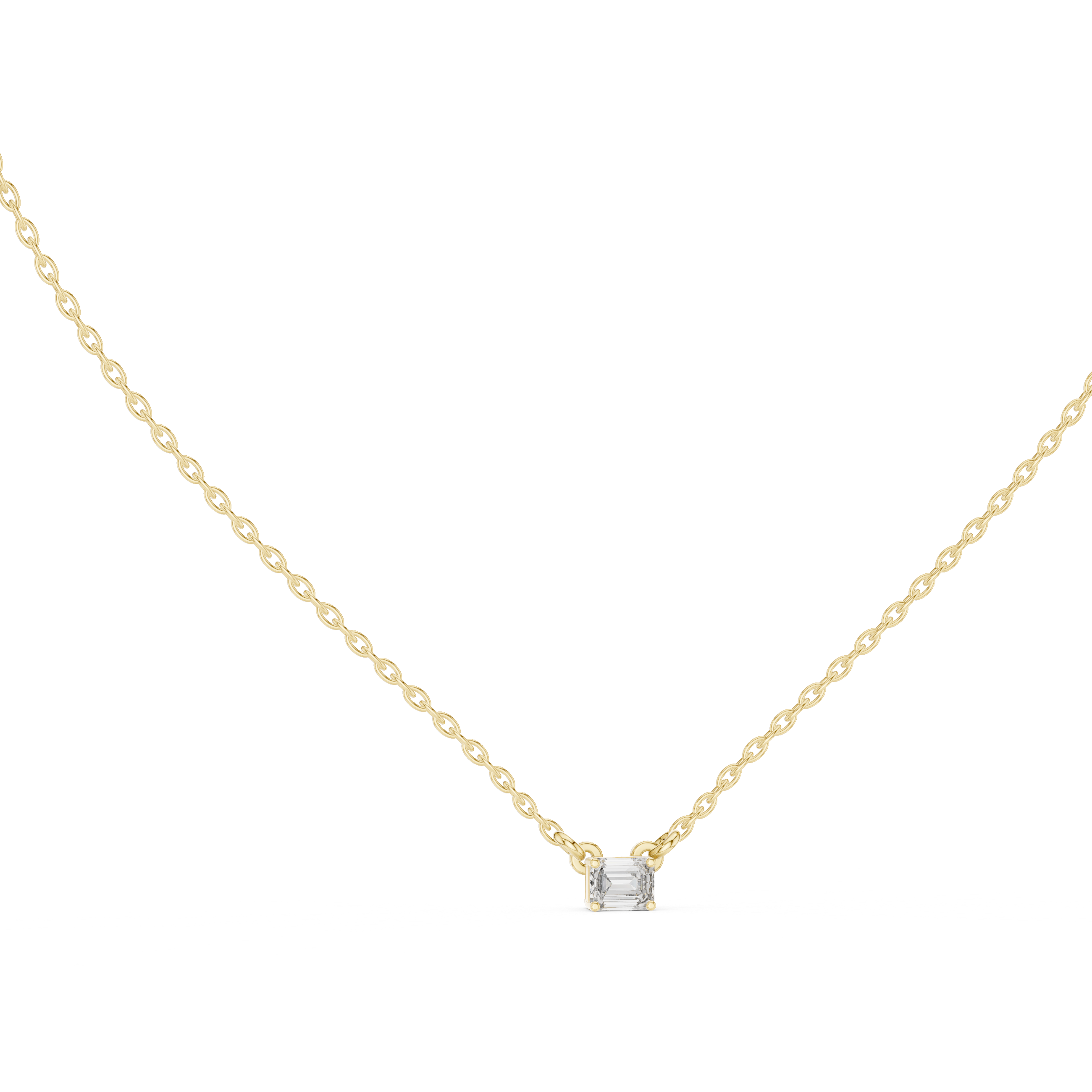 Minimal Emerald Cut Solitaire Diamond Pendant Necklace