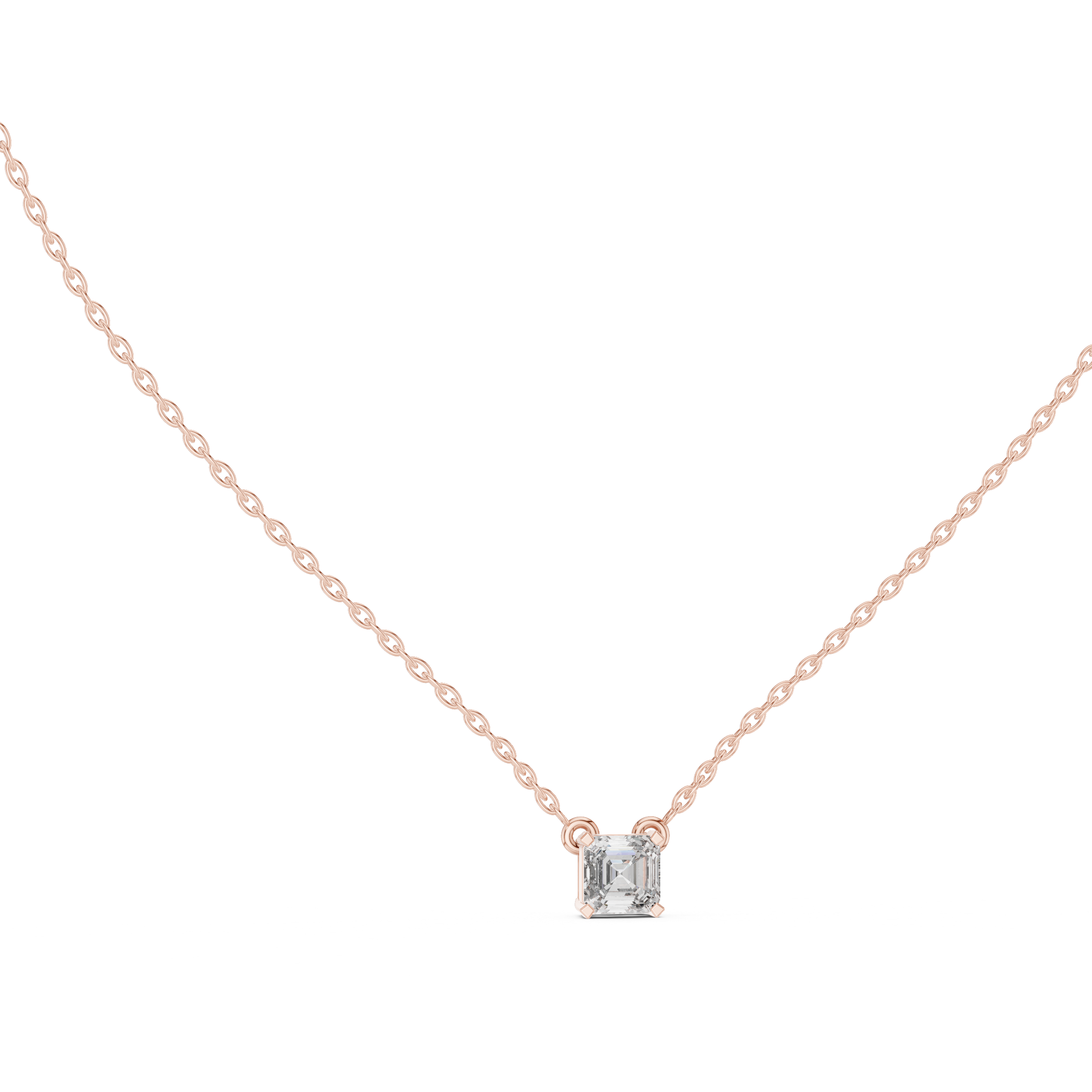 Emerald Cut Solitaire Diamond Pendant Necklace
