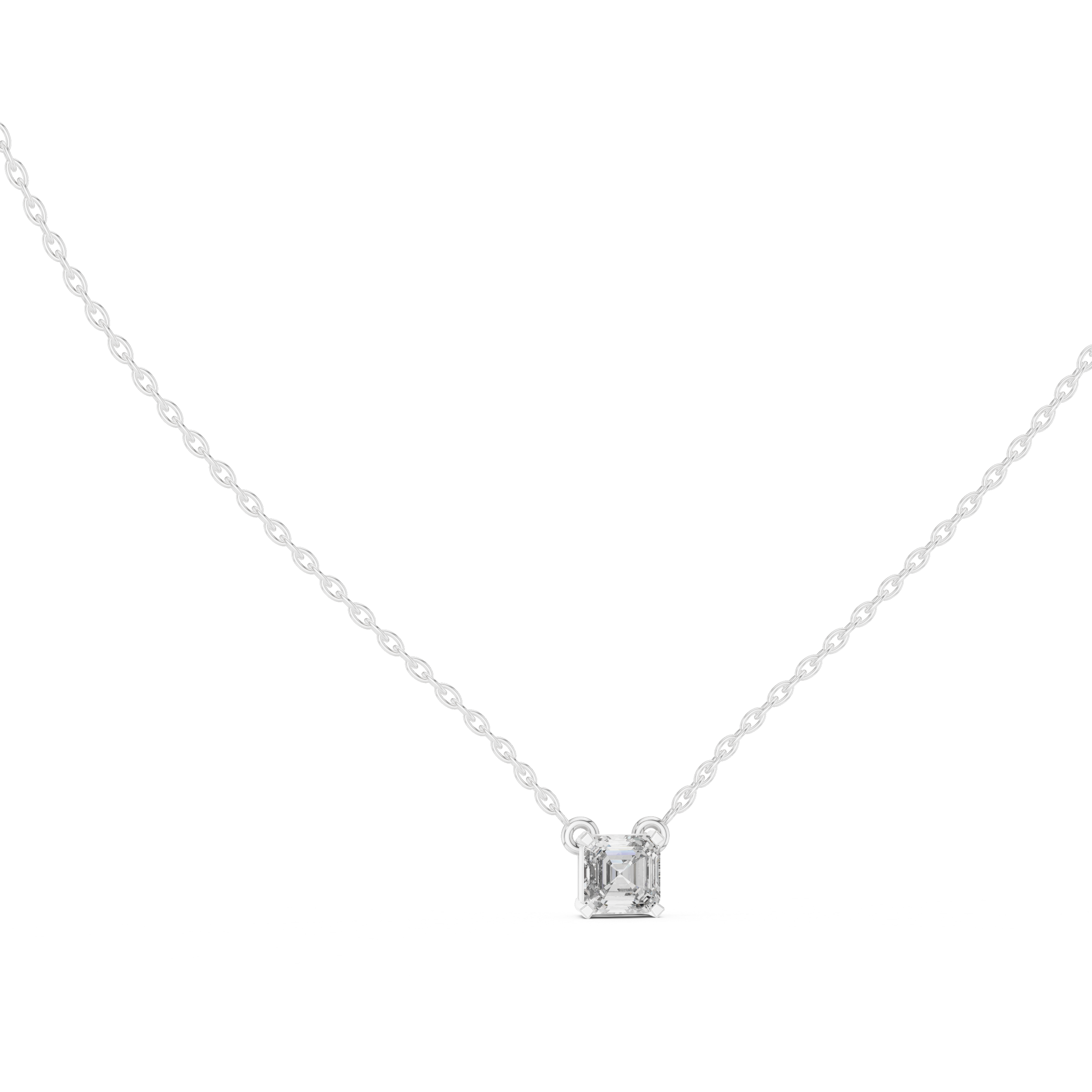 Emerald Cut Solitaire Diamond Pendant Necklace