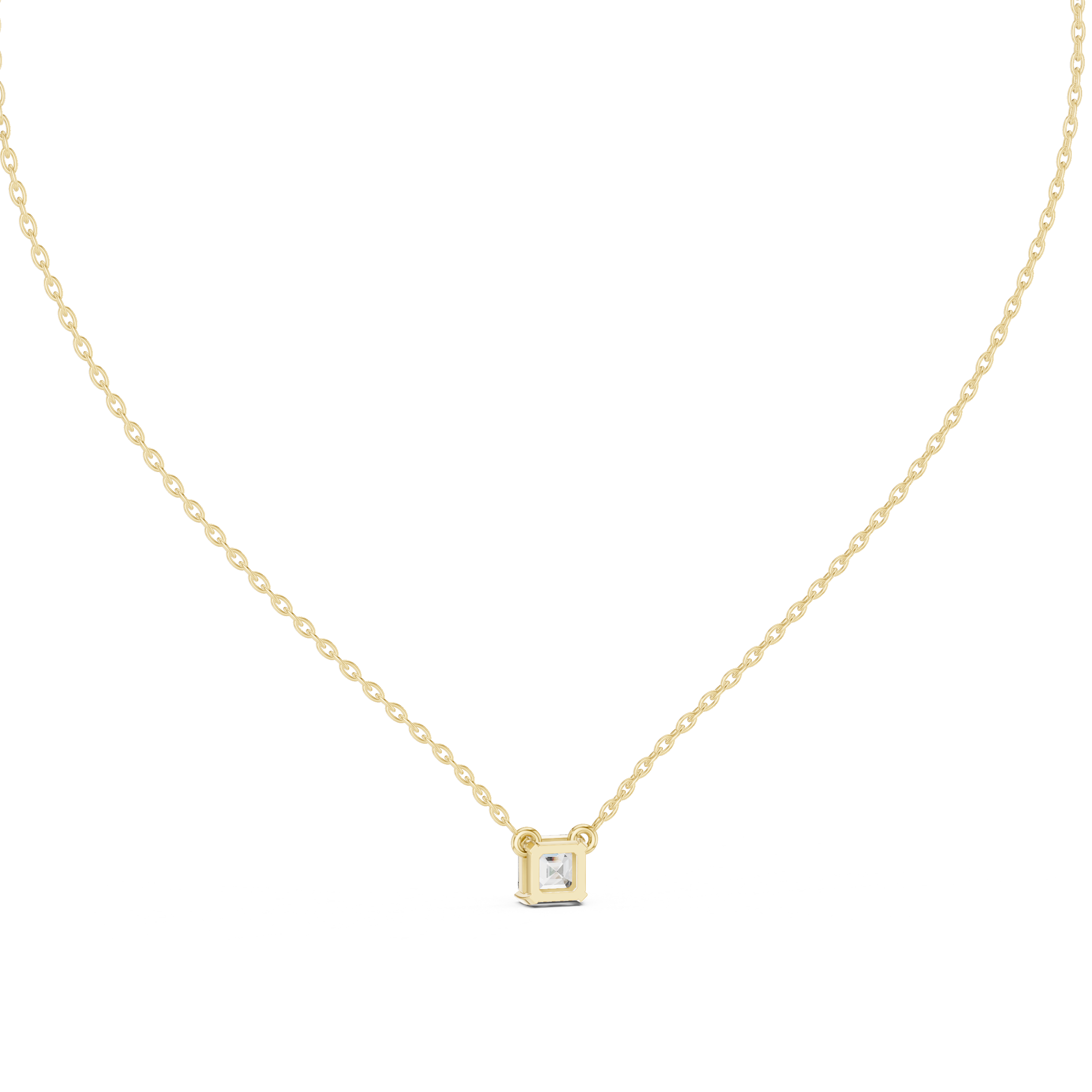 Emerald Cut Solitaire Diamond Pendant Necklace