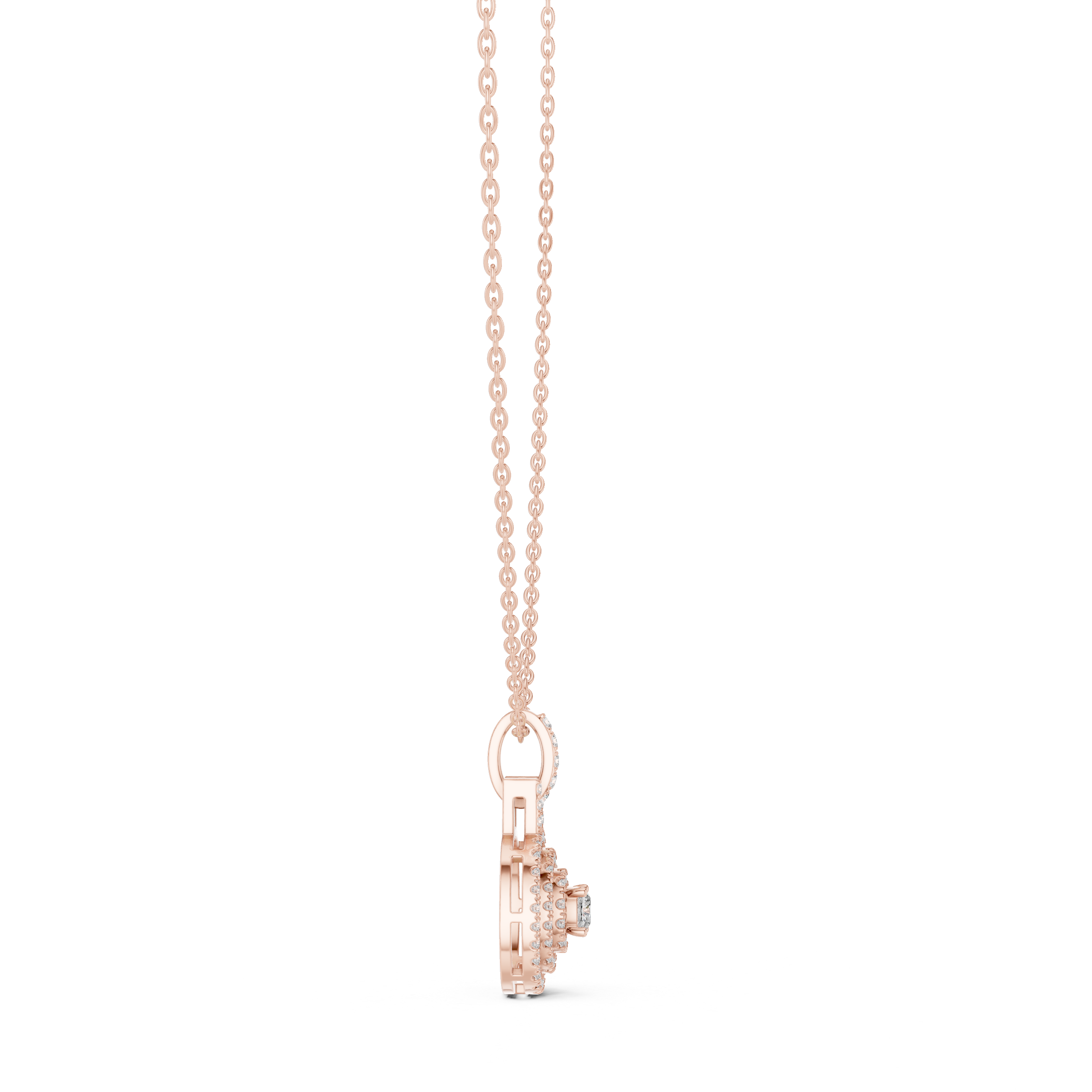 Round Halo Cluster Diamond Pendant Necklace