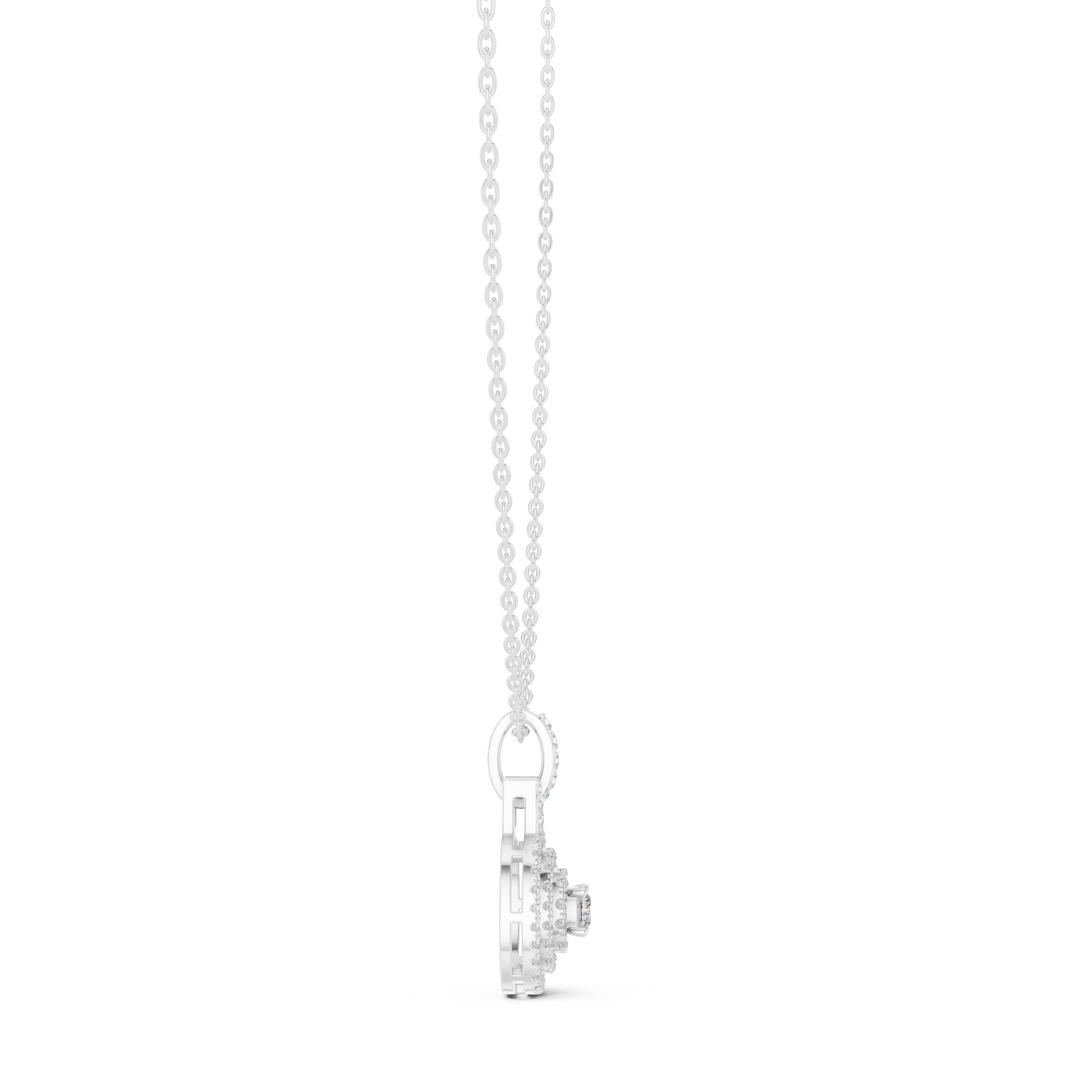 Round Halo Cluster Diamond Pendant Necklace