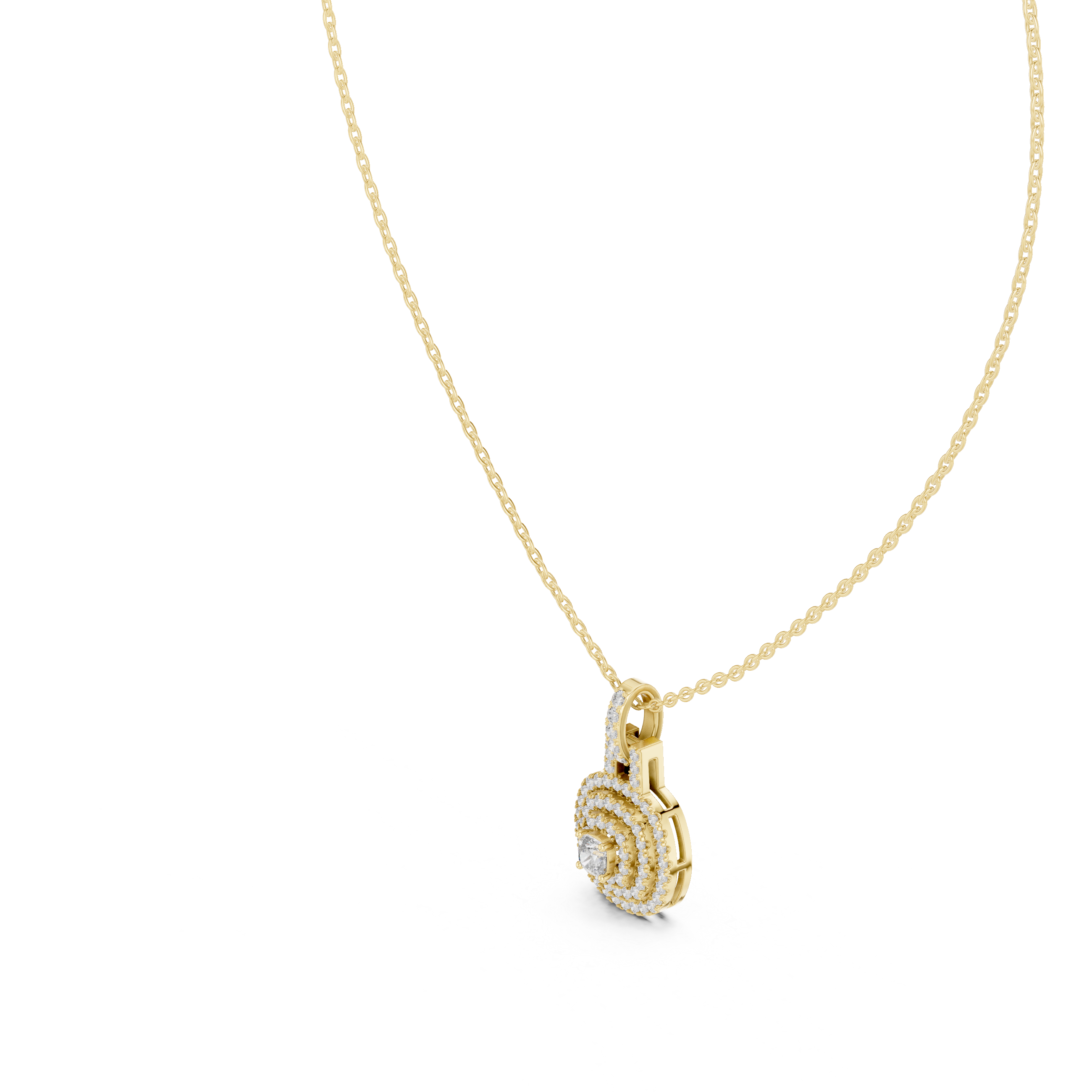 Round Halo Cluster Diamond Pendant Necklace