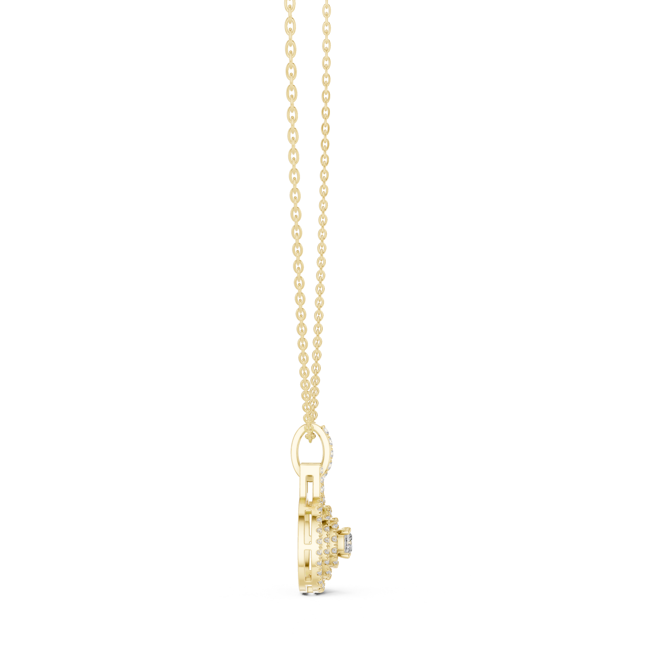 Round Halo Cluster Diamond Pendant Necklace