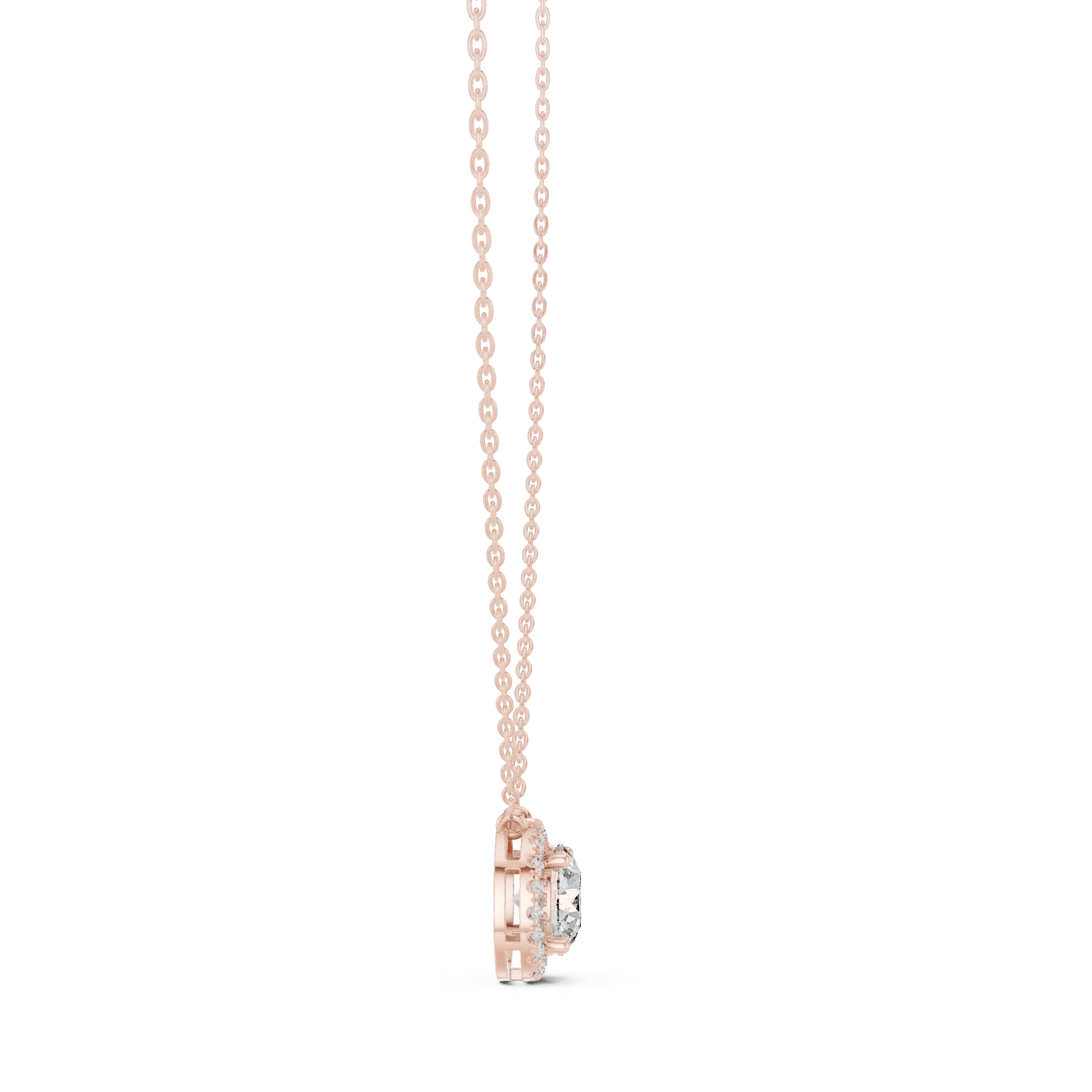 Round Halo Diamond Pendant Necklace