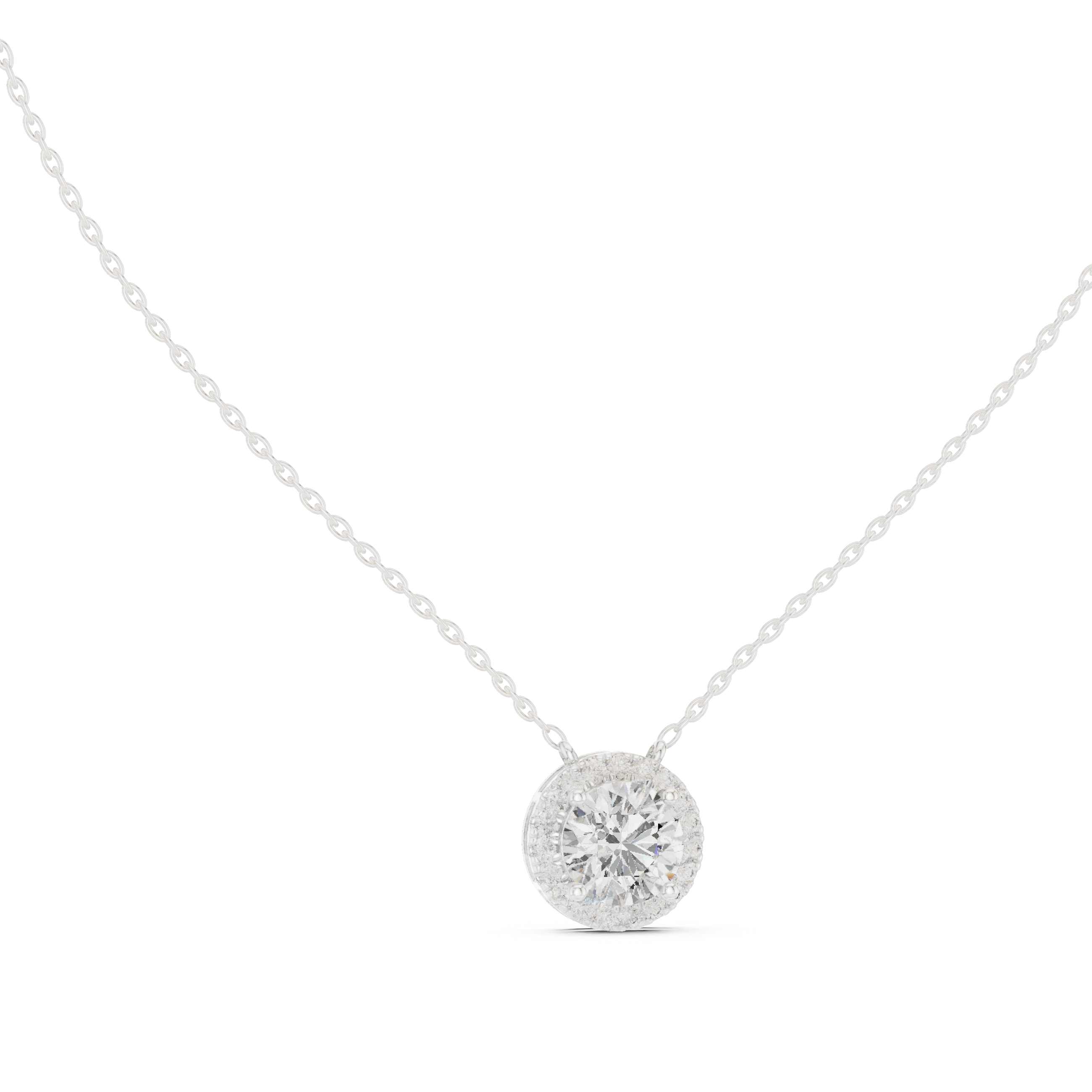 Round Halo Diamond Pendant Necklace