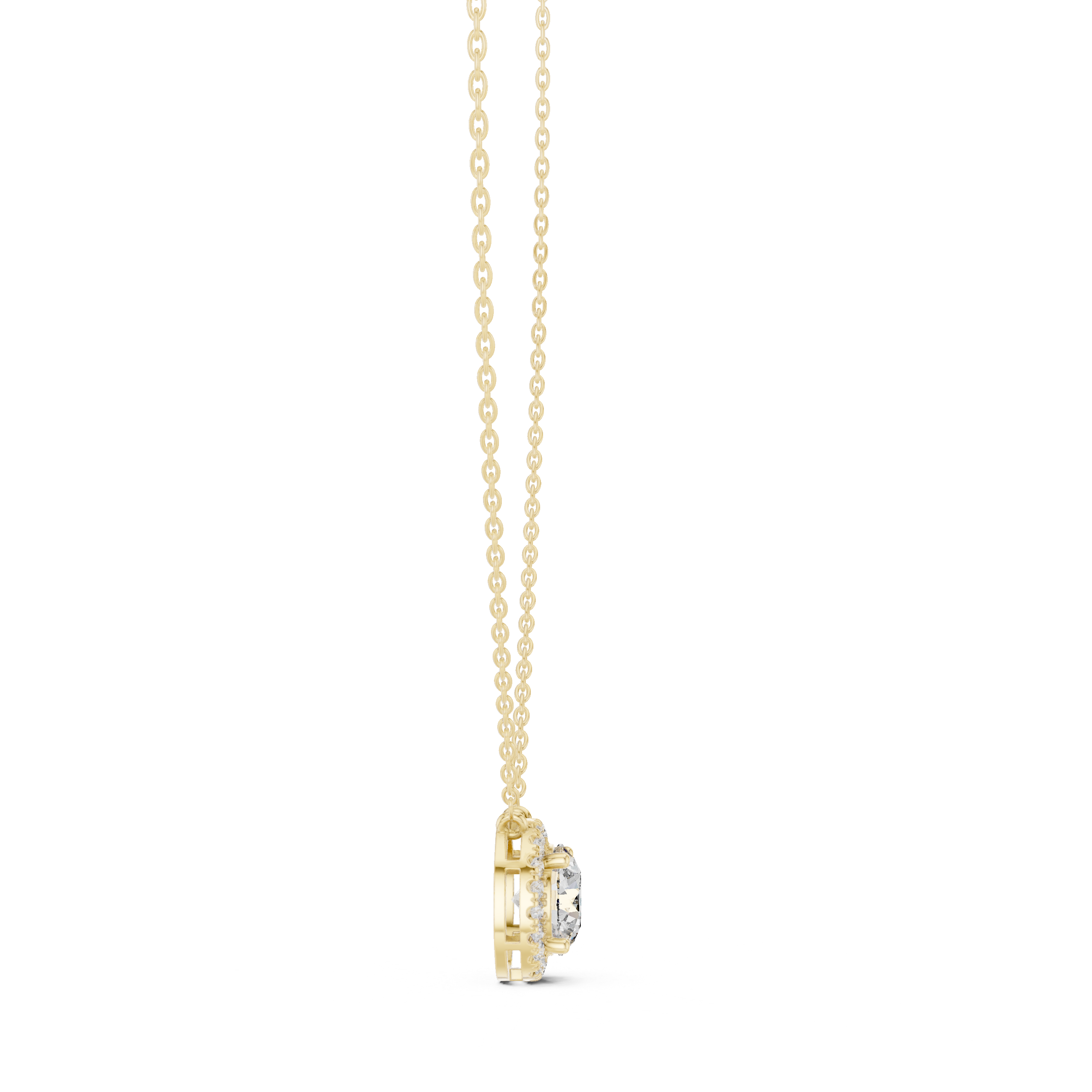 Round Halo Diamond Pendant Necklace