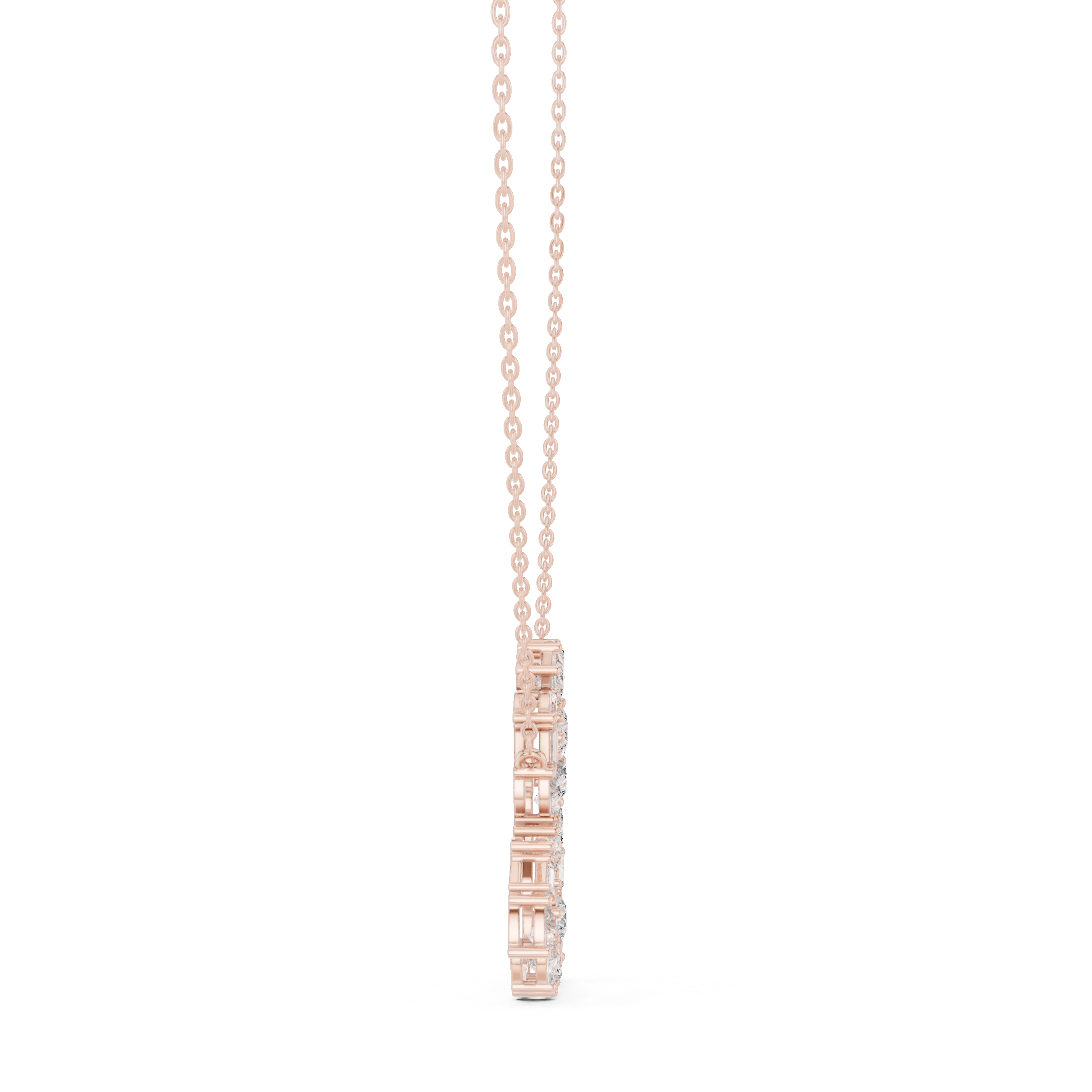 Open Heart Multi-Cut Diamond Pendant Necklace