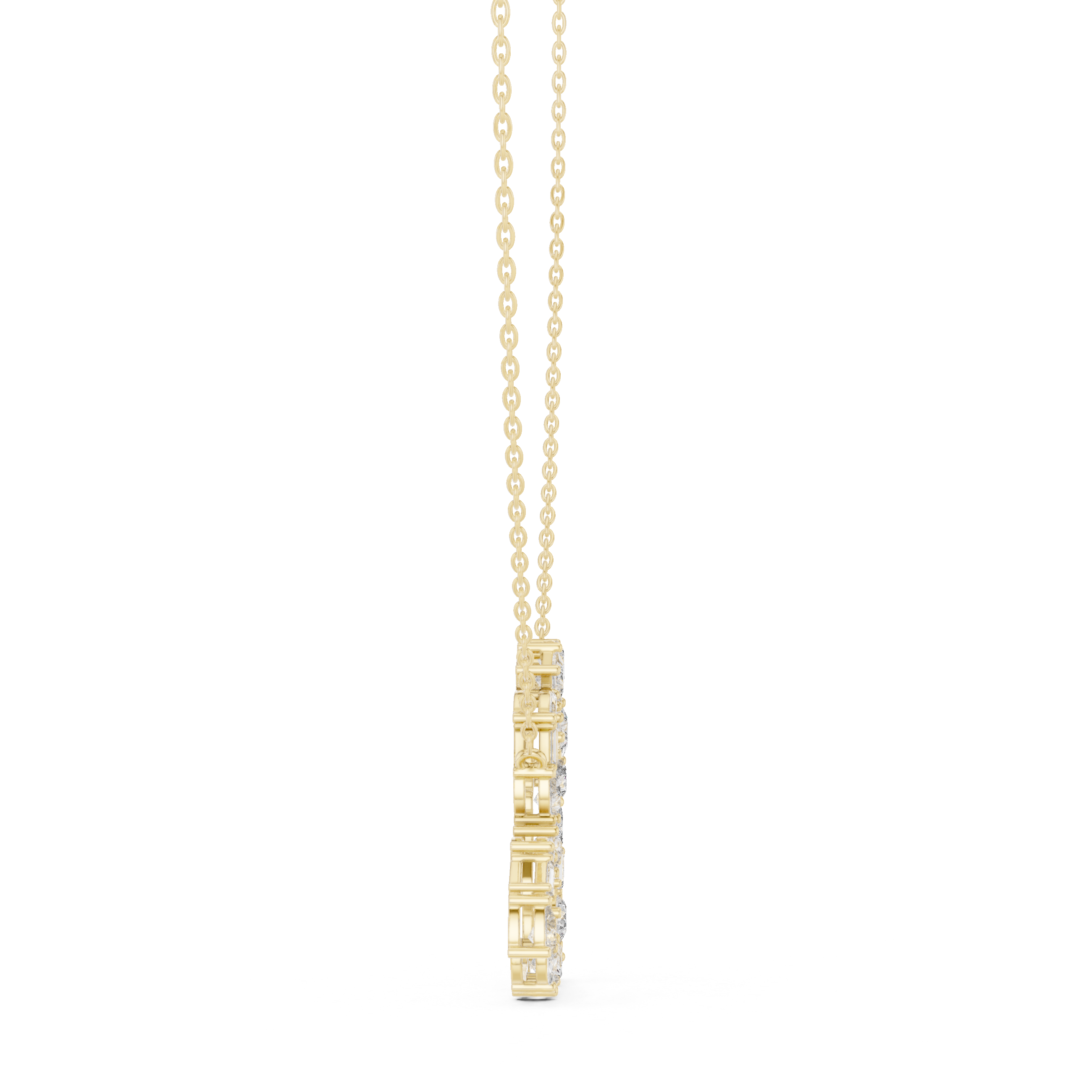 Open Heart Multi-Cut Diamond Pendant Necklace