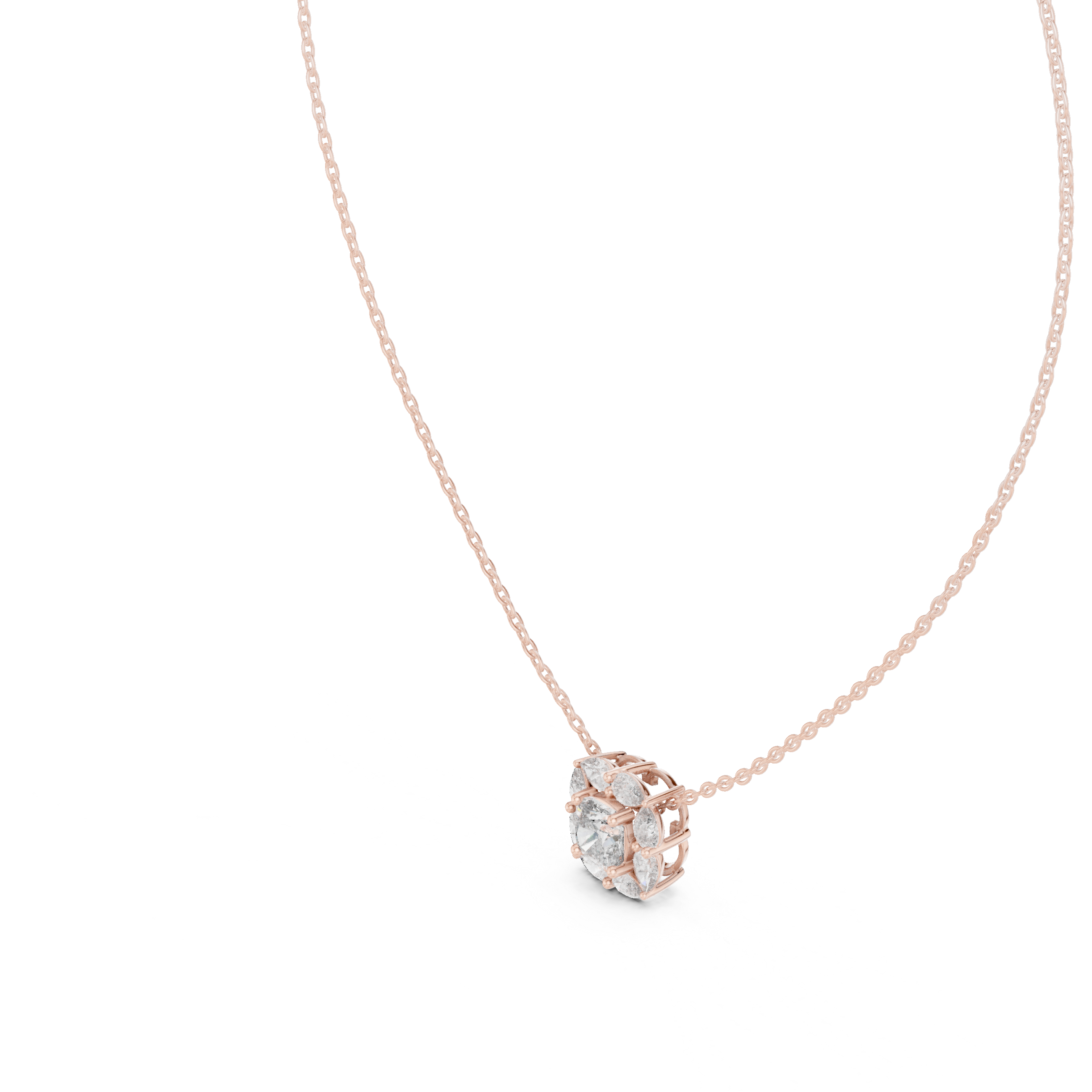 Cushion Cut Diamond Cluster Pendant Necklace
