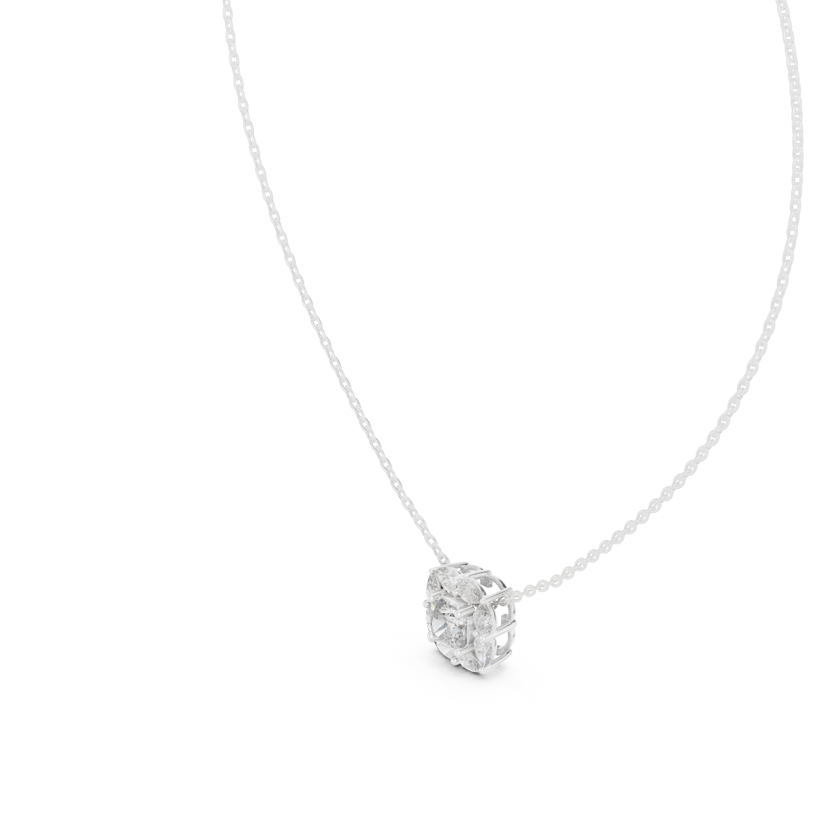 Cushion Cut Diamond Cluster Pendant Necklace