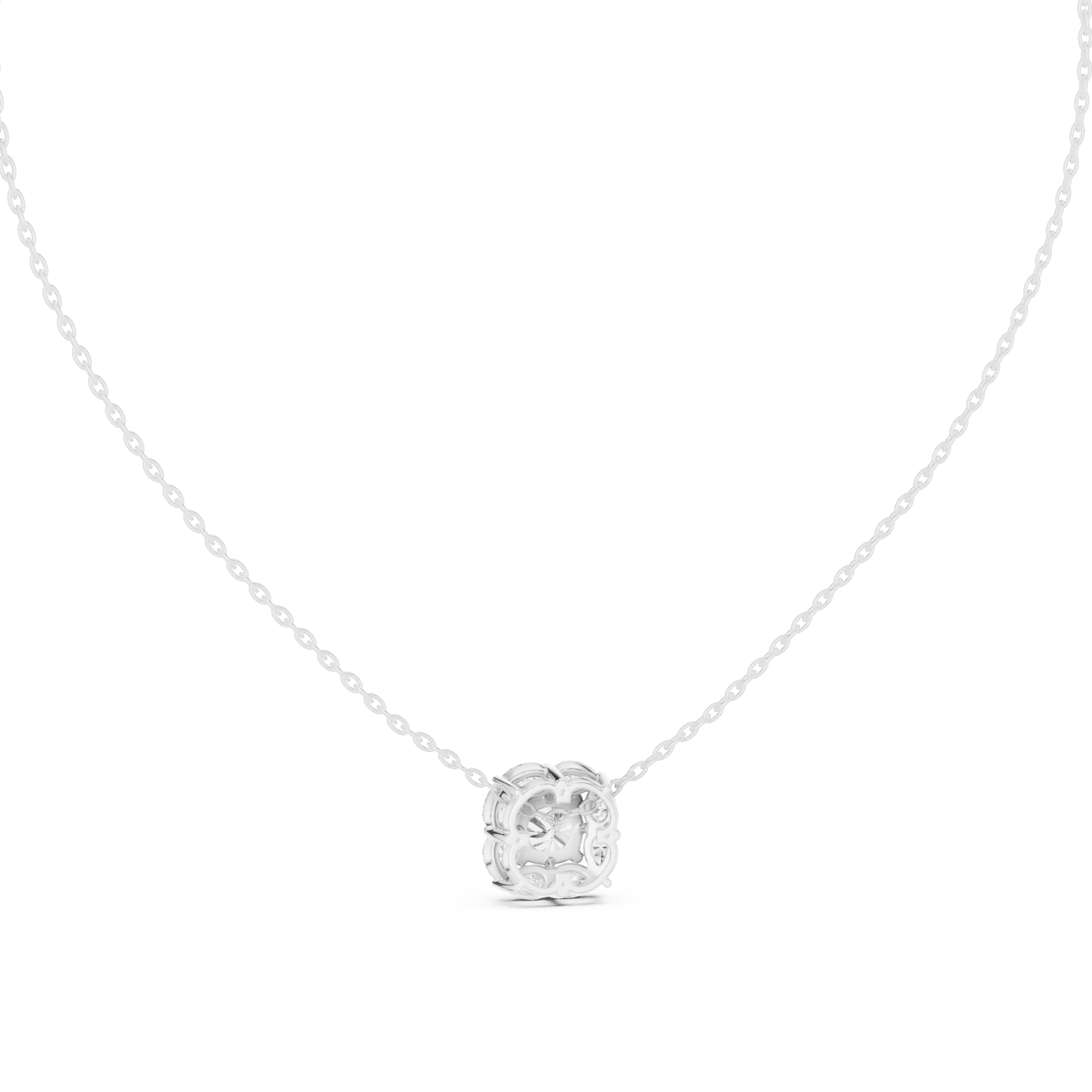Cushion Cut Diamond Cluster Pendant Necklace