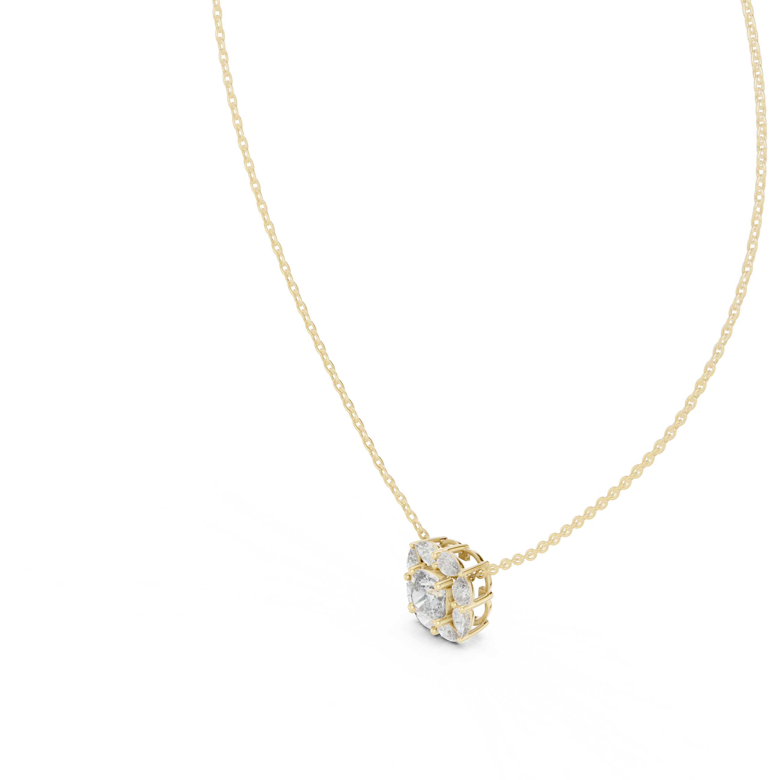 Cushion Cut Diamond Cluster Pendant Necklace