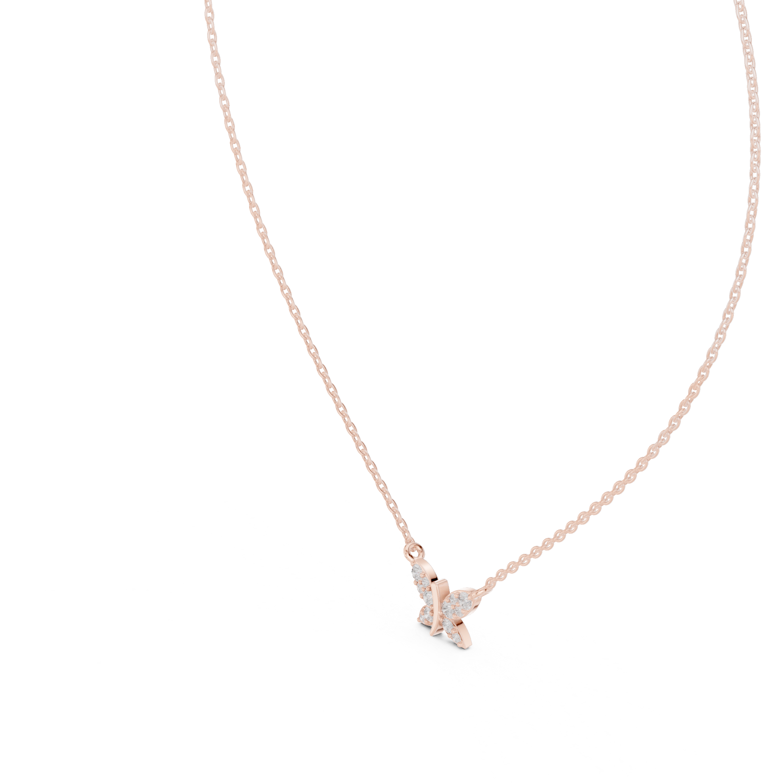 Diamond Butterfly Pendant Necklace – Minimal Pavé Design