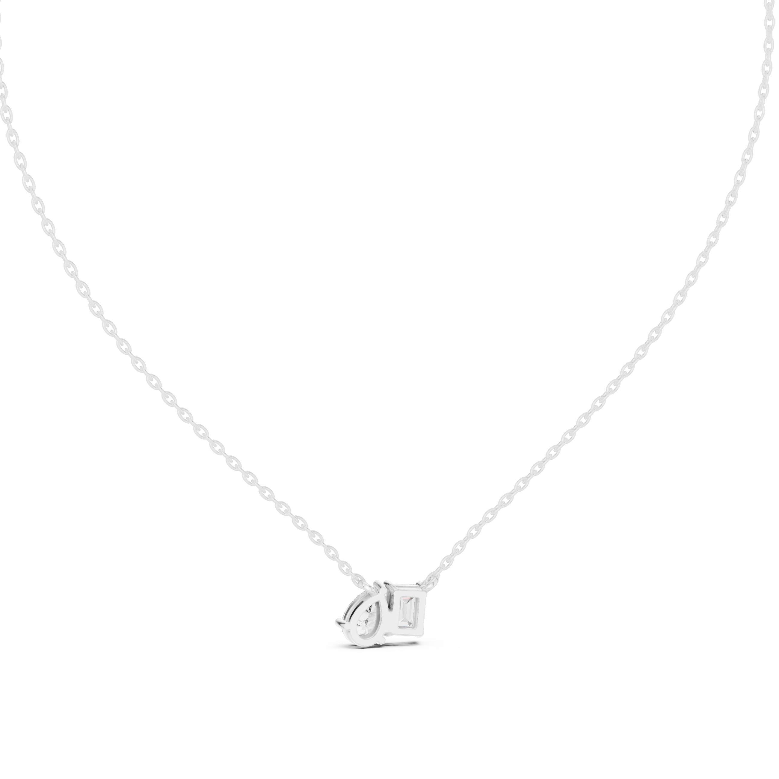 Emerald & Pear Cut Diamond Duo Pendant Necklace