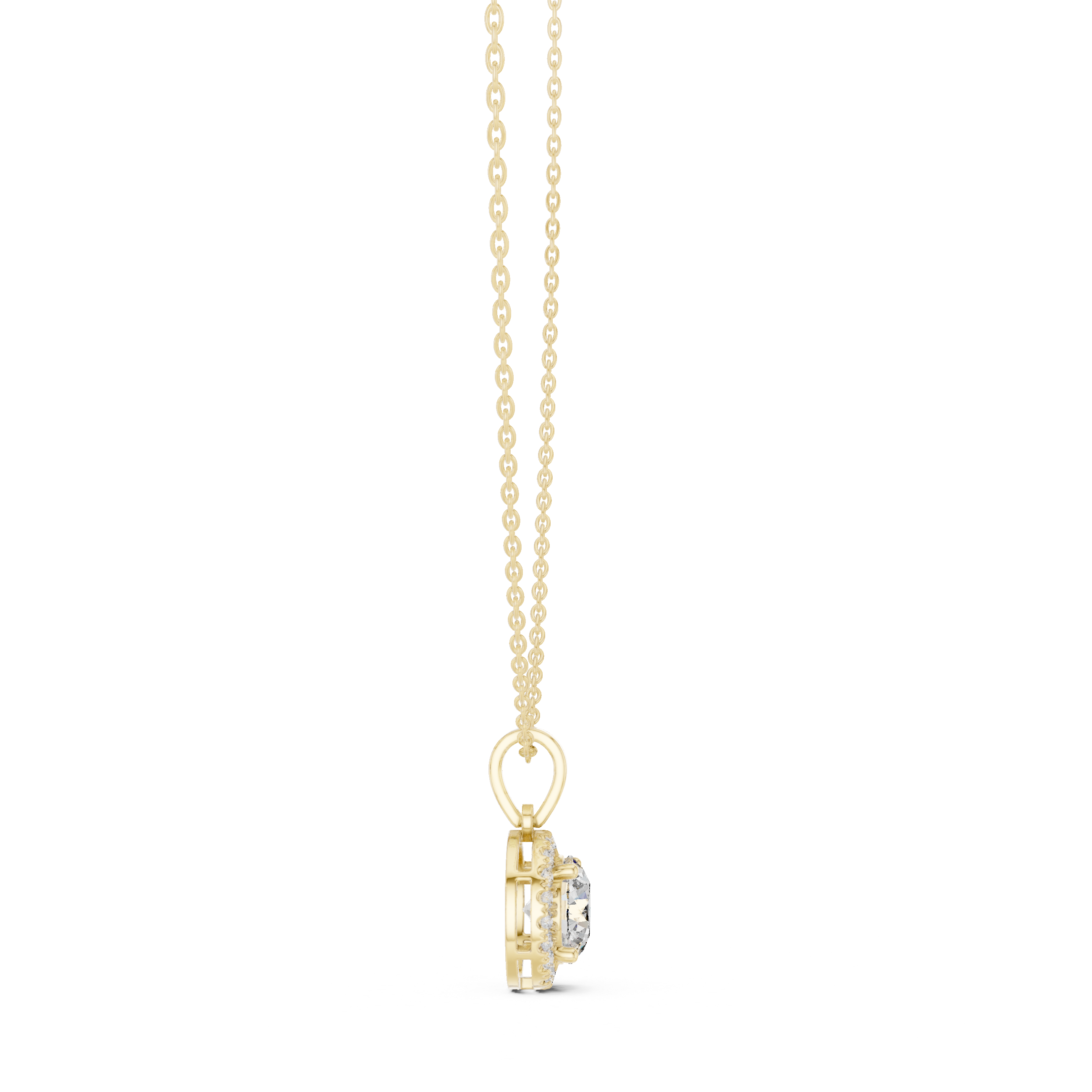 Round Halo Diamond Pendant Necklace