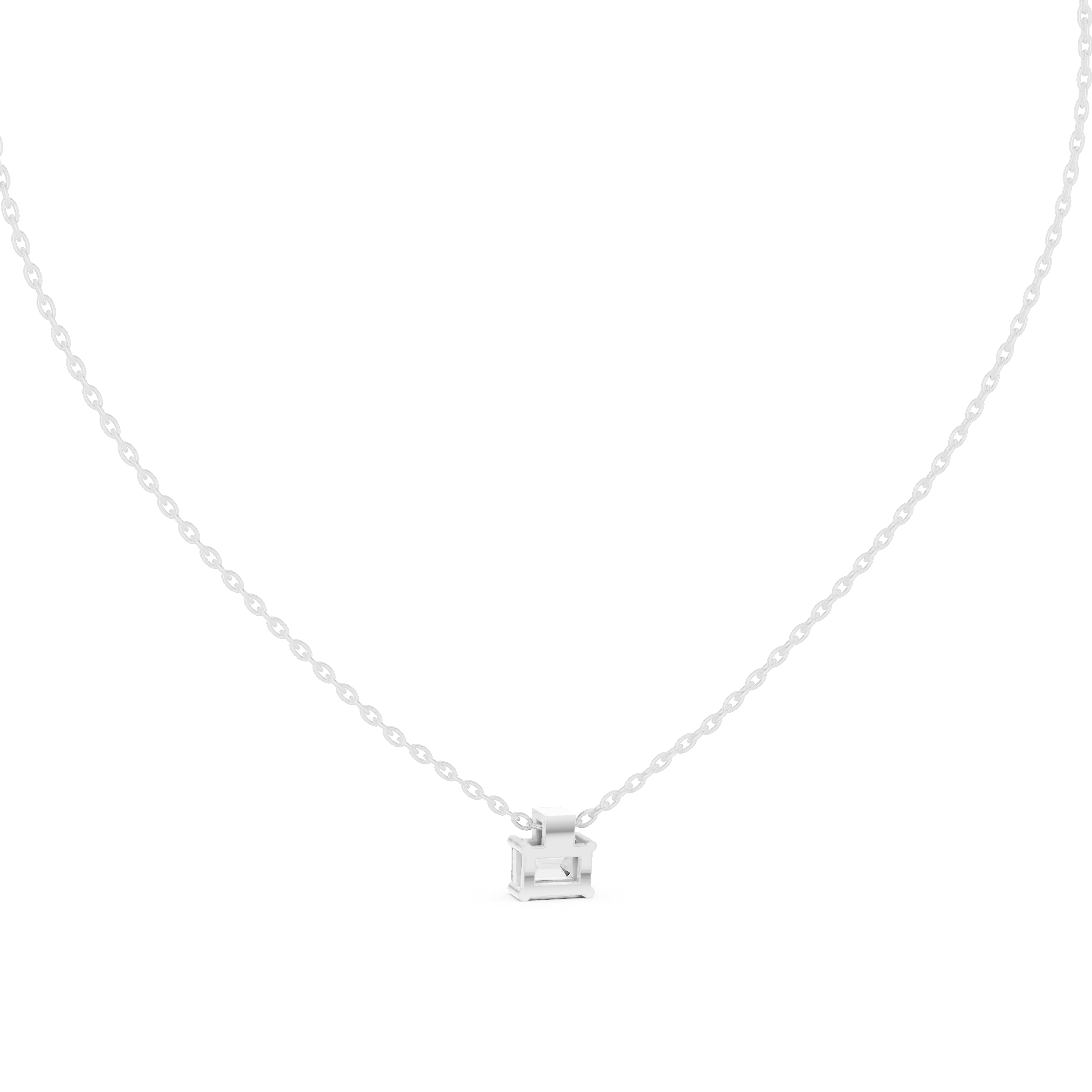 Minimal Emerald Cut Diamond Pendant Necklace