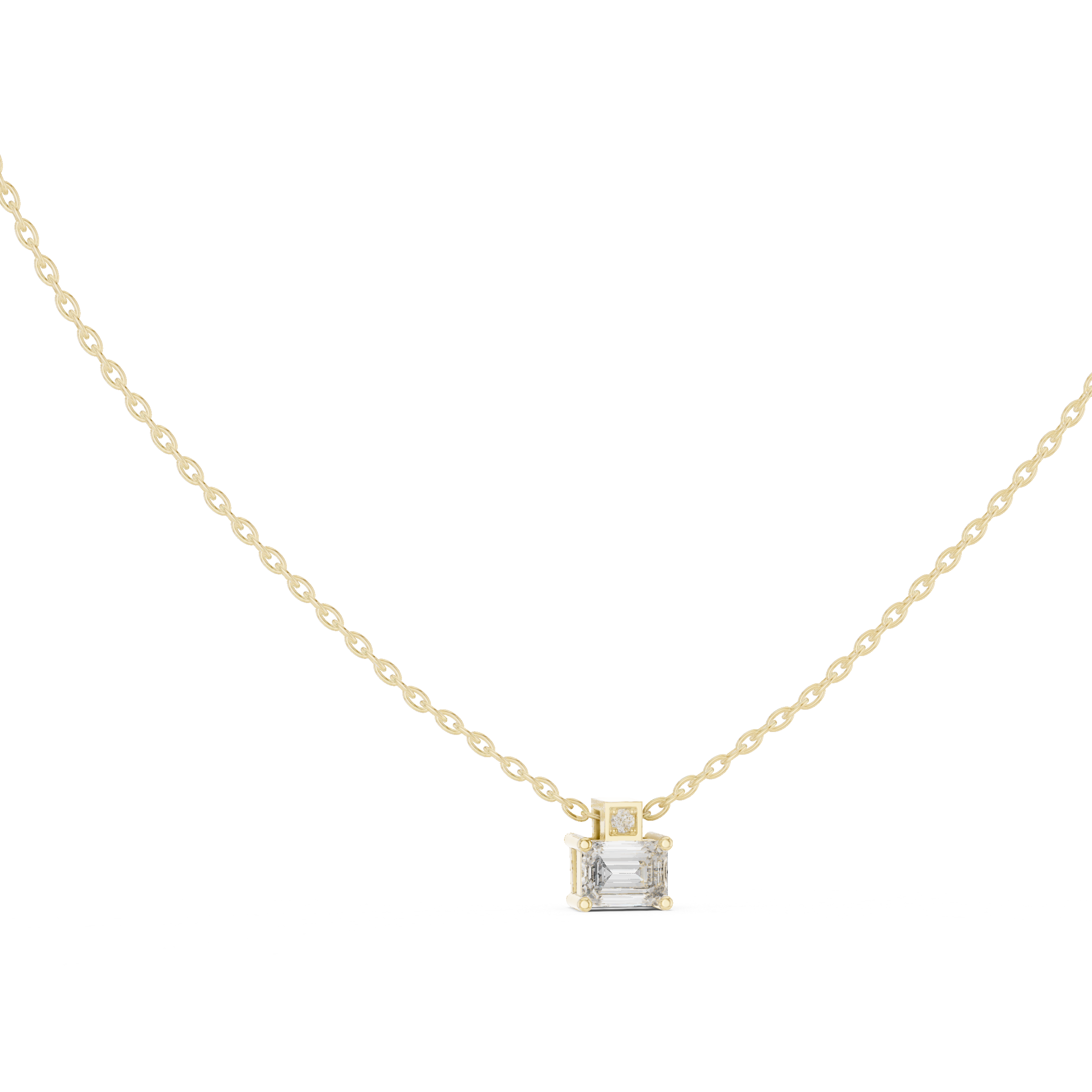 Minimal Emerald Cut Diamond Pendant Necklace