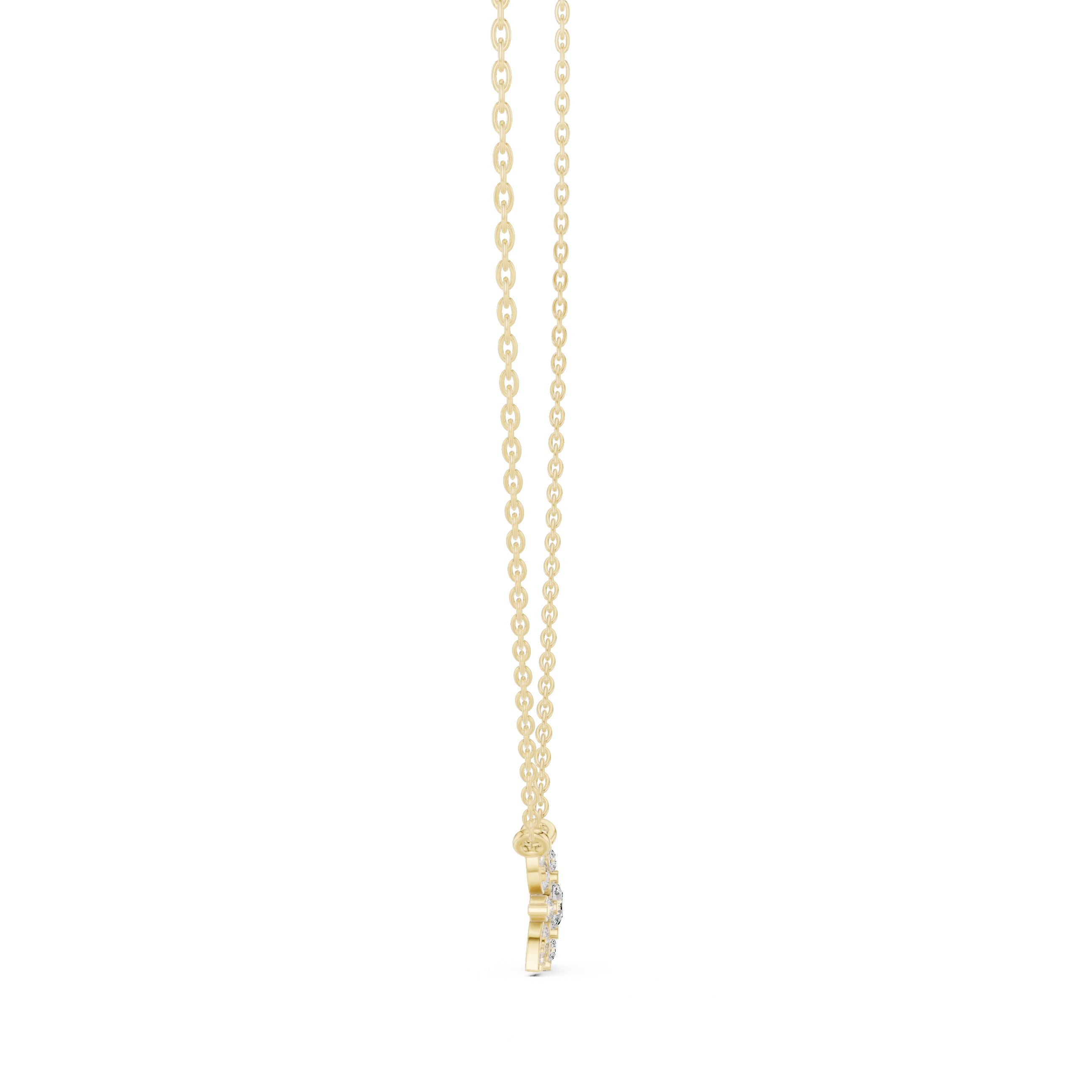 Floral Diamond Cluster Pendant Necklace