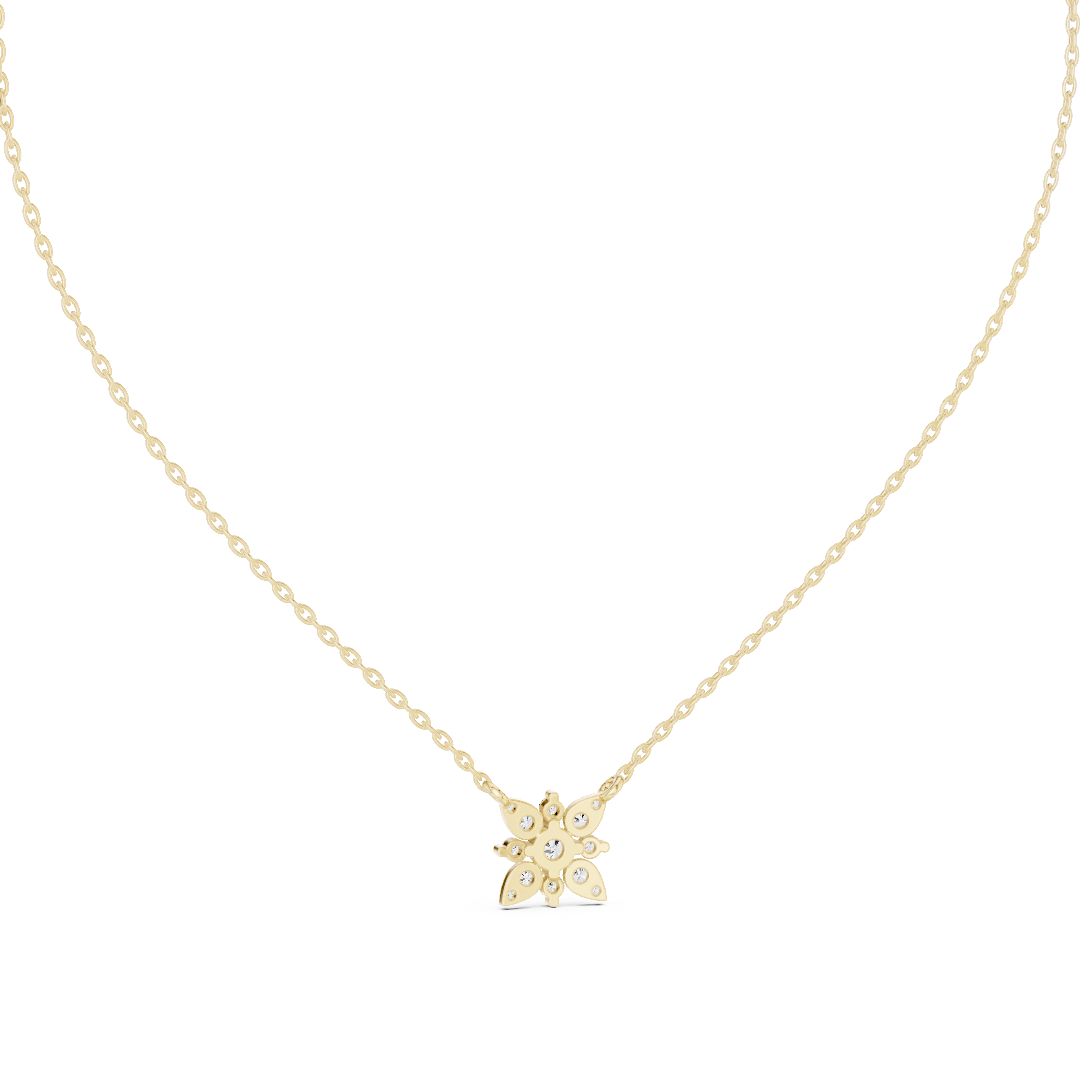 Floral Diamond Cluster Pendant Necklace
