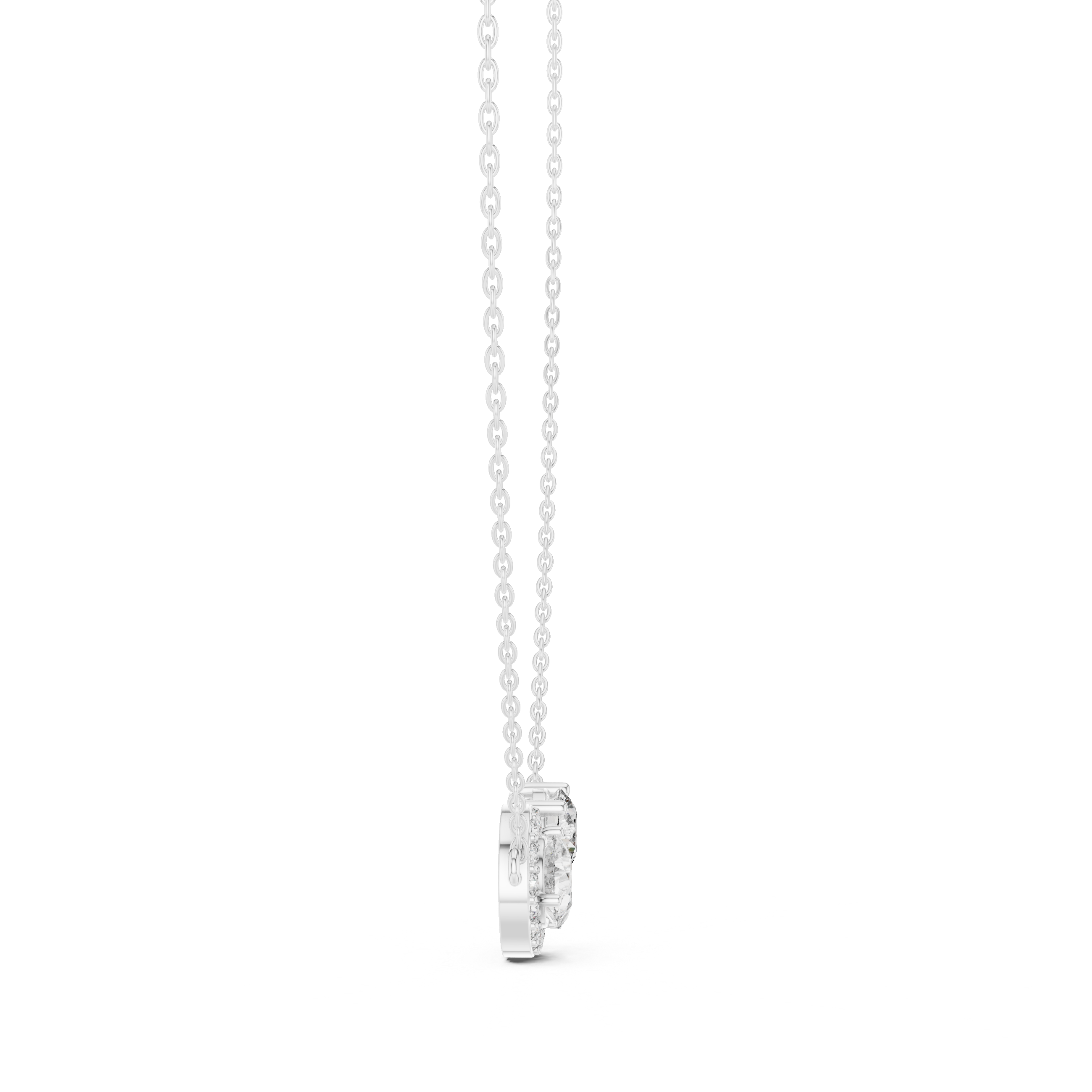 Asymmetric Pear & Round Diamond Pendant Necklace