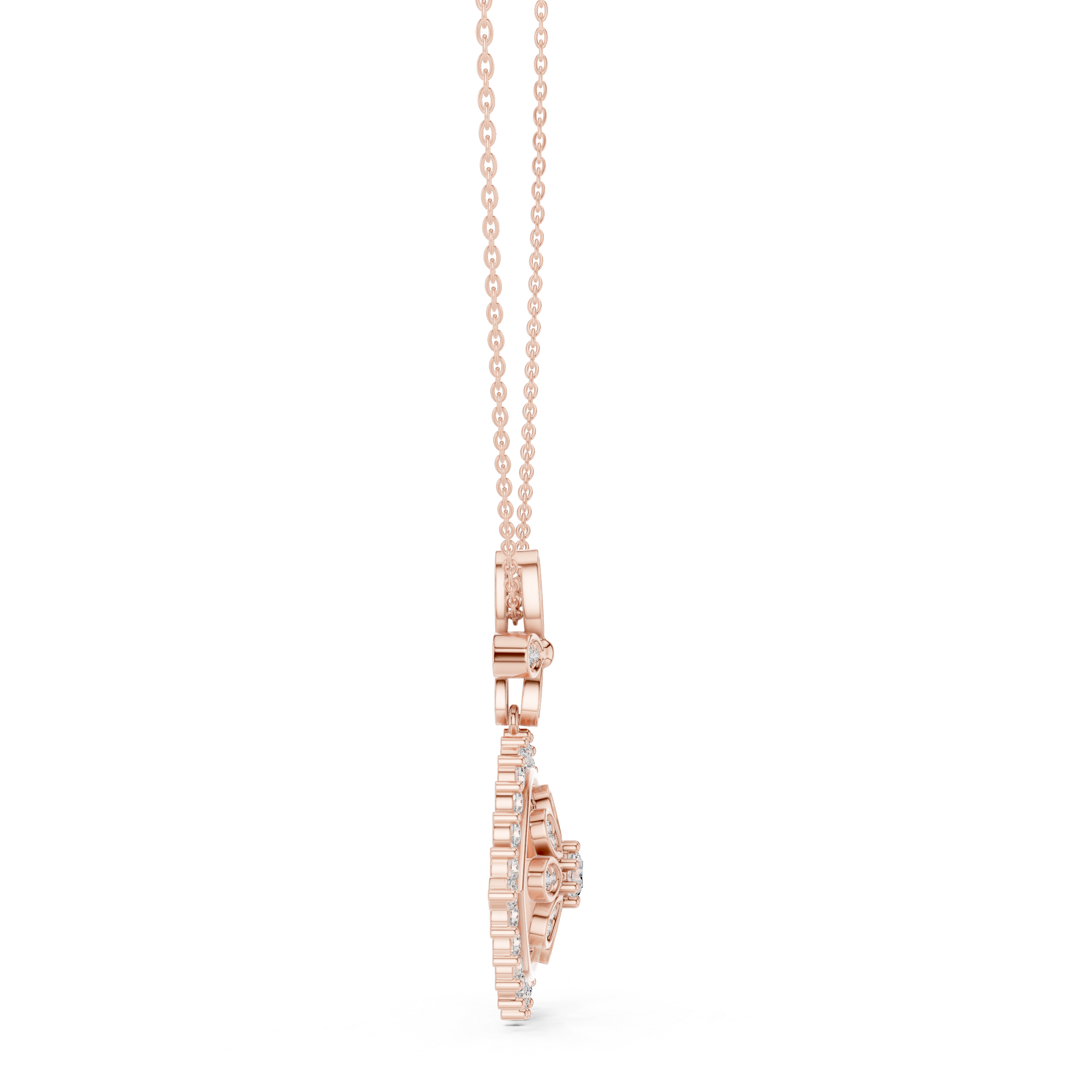 Evil Eye Floral Diamond Pendant Necklace
