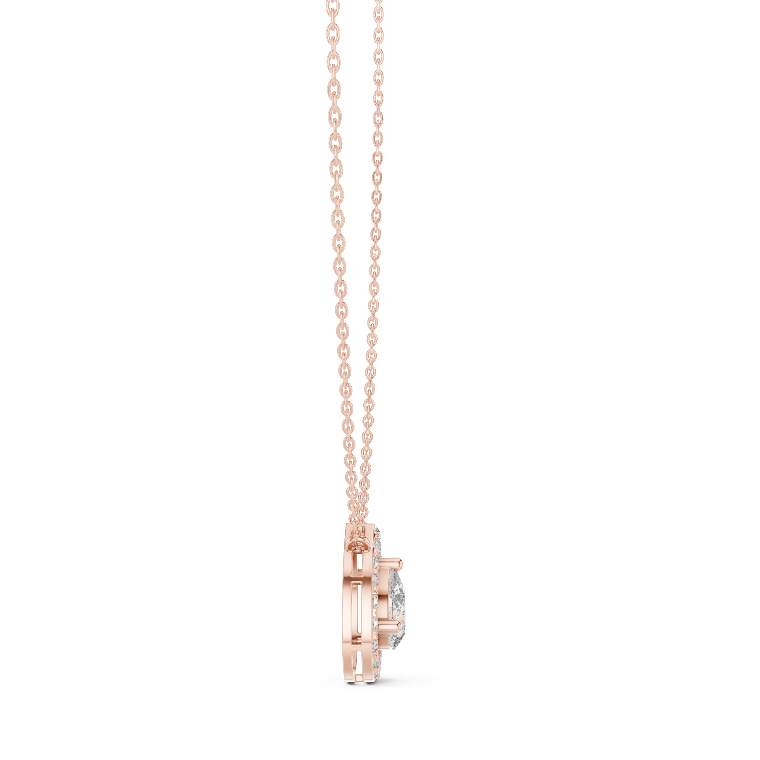 Pear Cut Halo Diamond Pendant Necklace