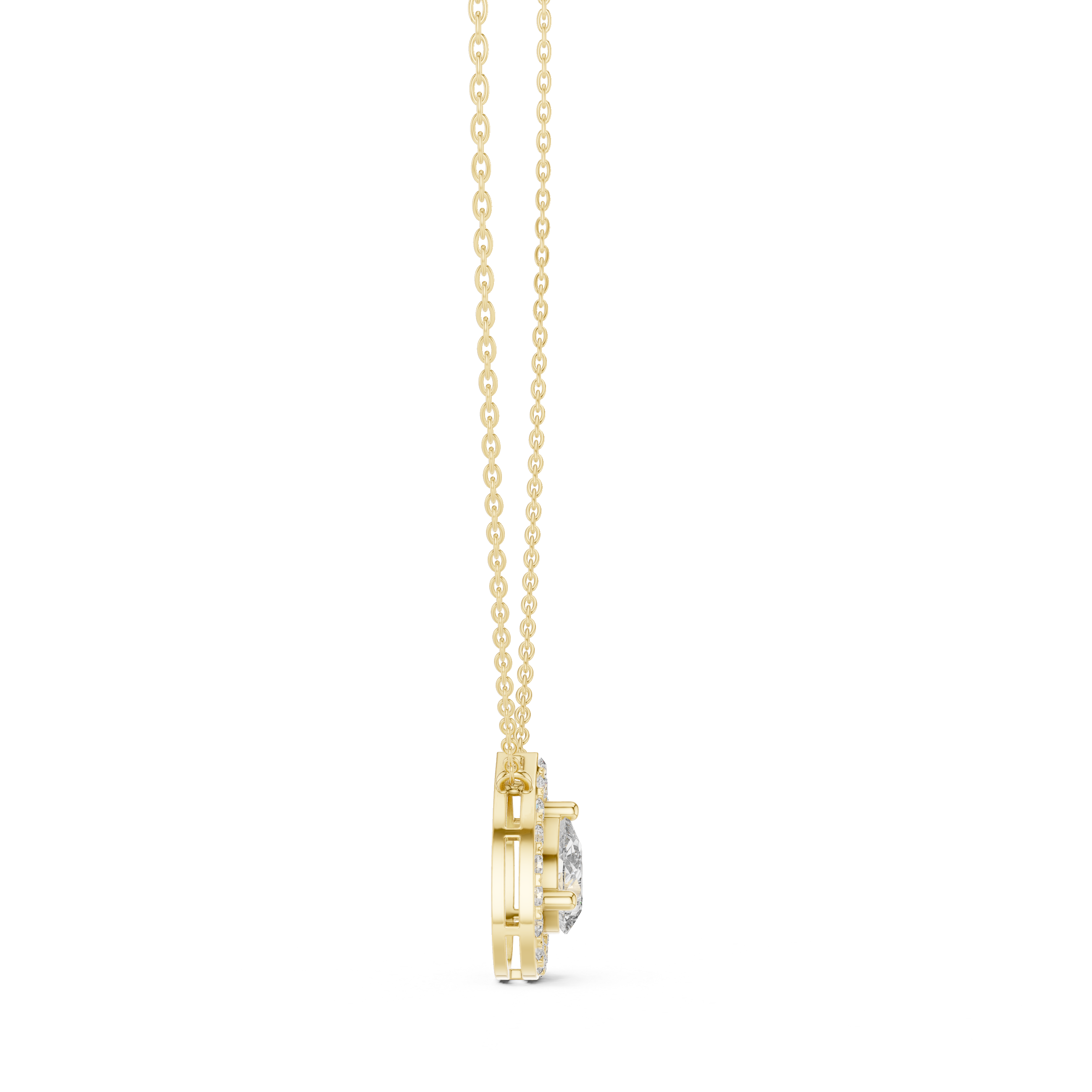 Pear Cut Halo Diamond Pendant Necklace