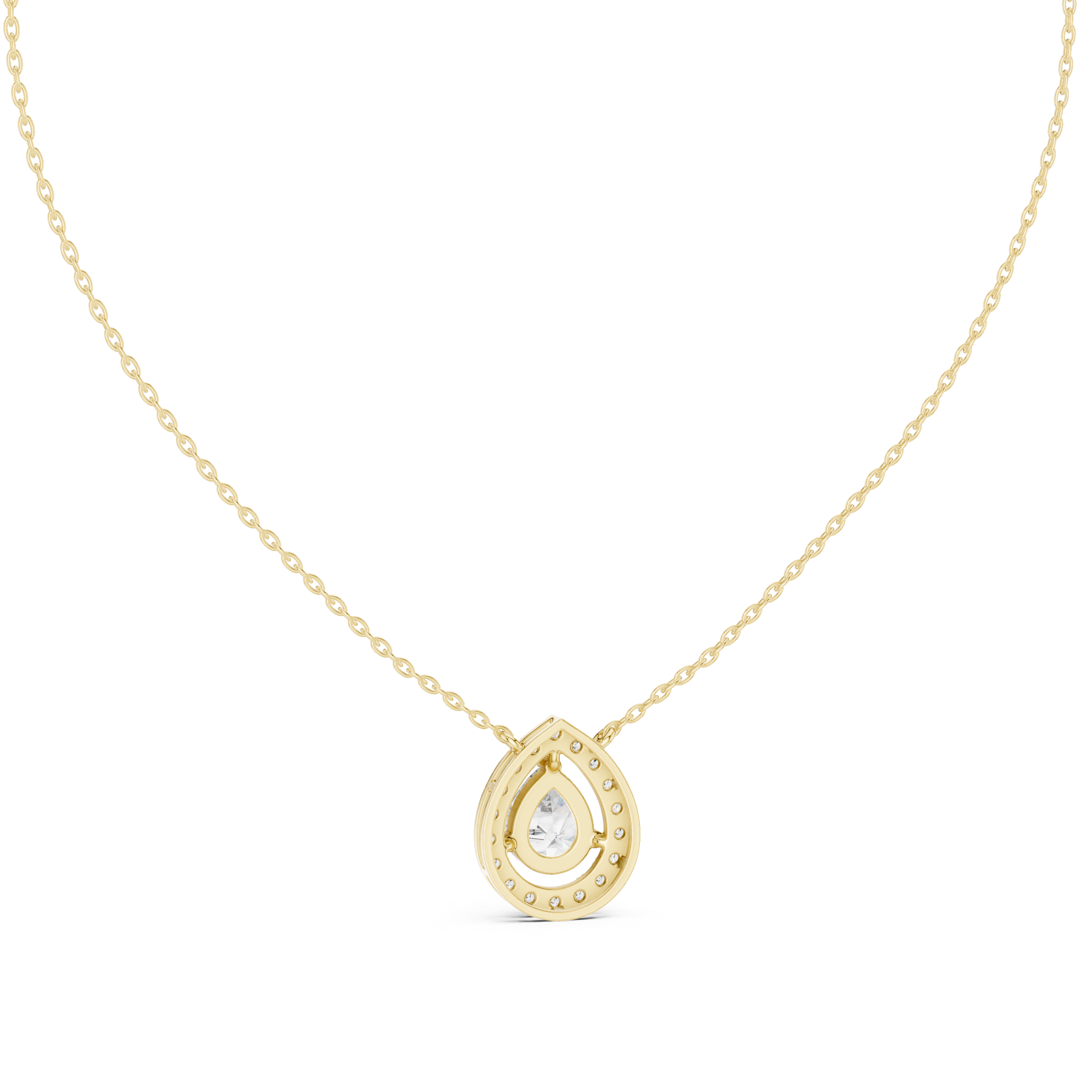 Pear Cut Halo Diamond Pendant Necklace