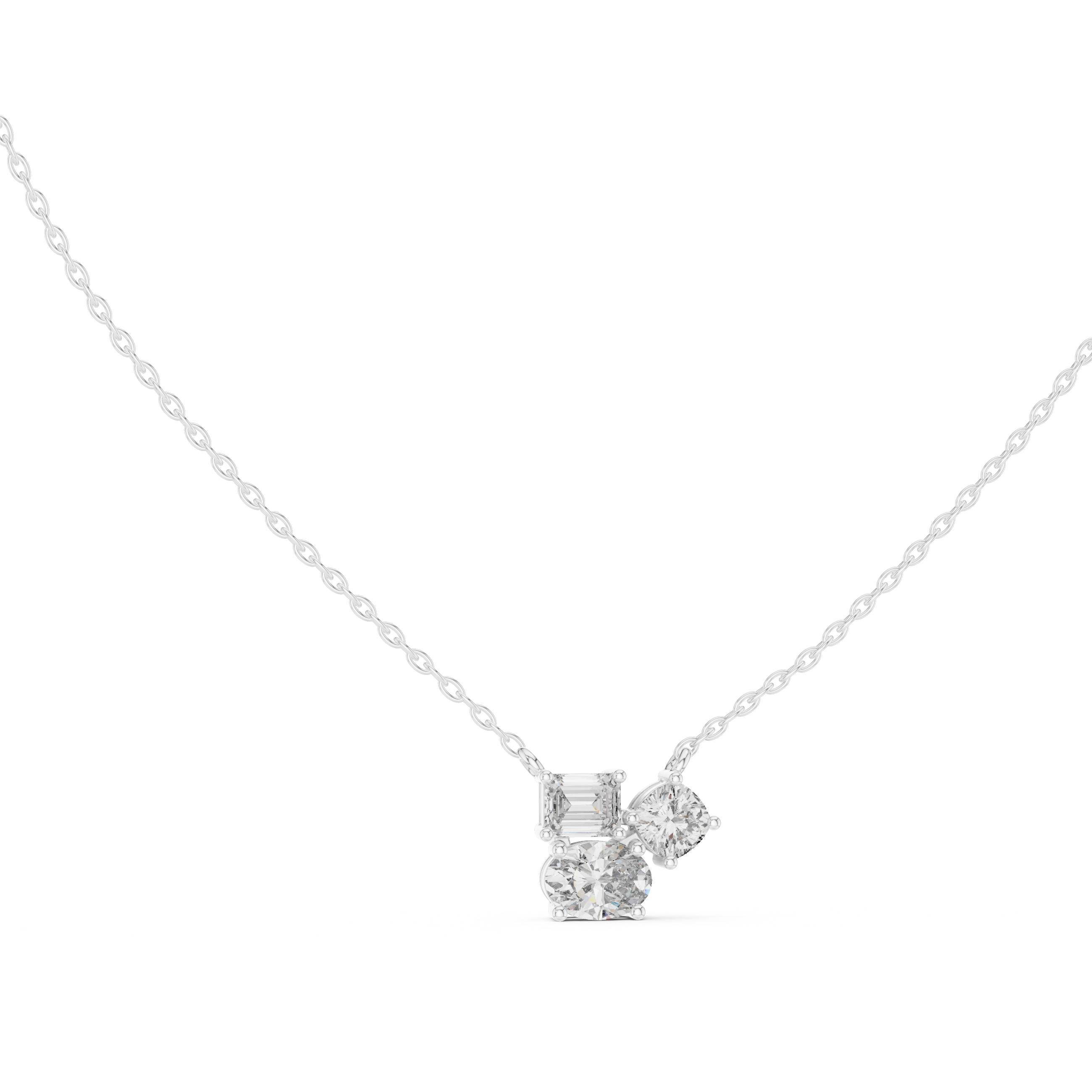 Mixed Cut Diamond Trio Pendant Necklace
