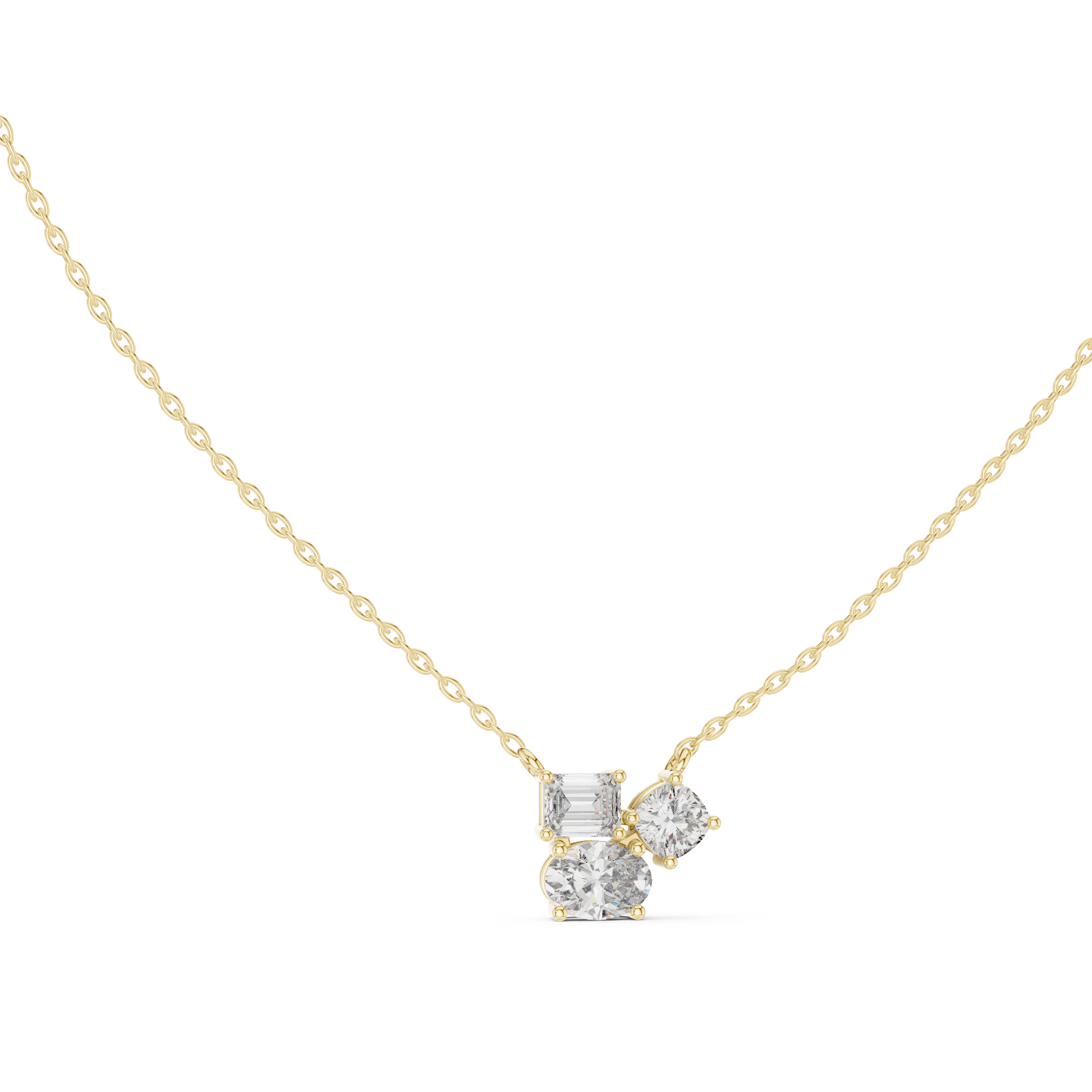 Mixed Cut Diamond Trio Pendant Necklace