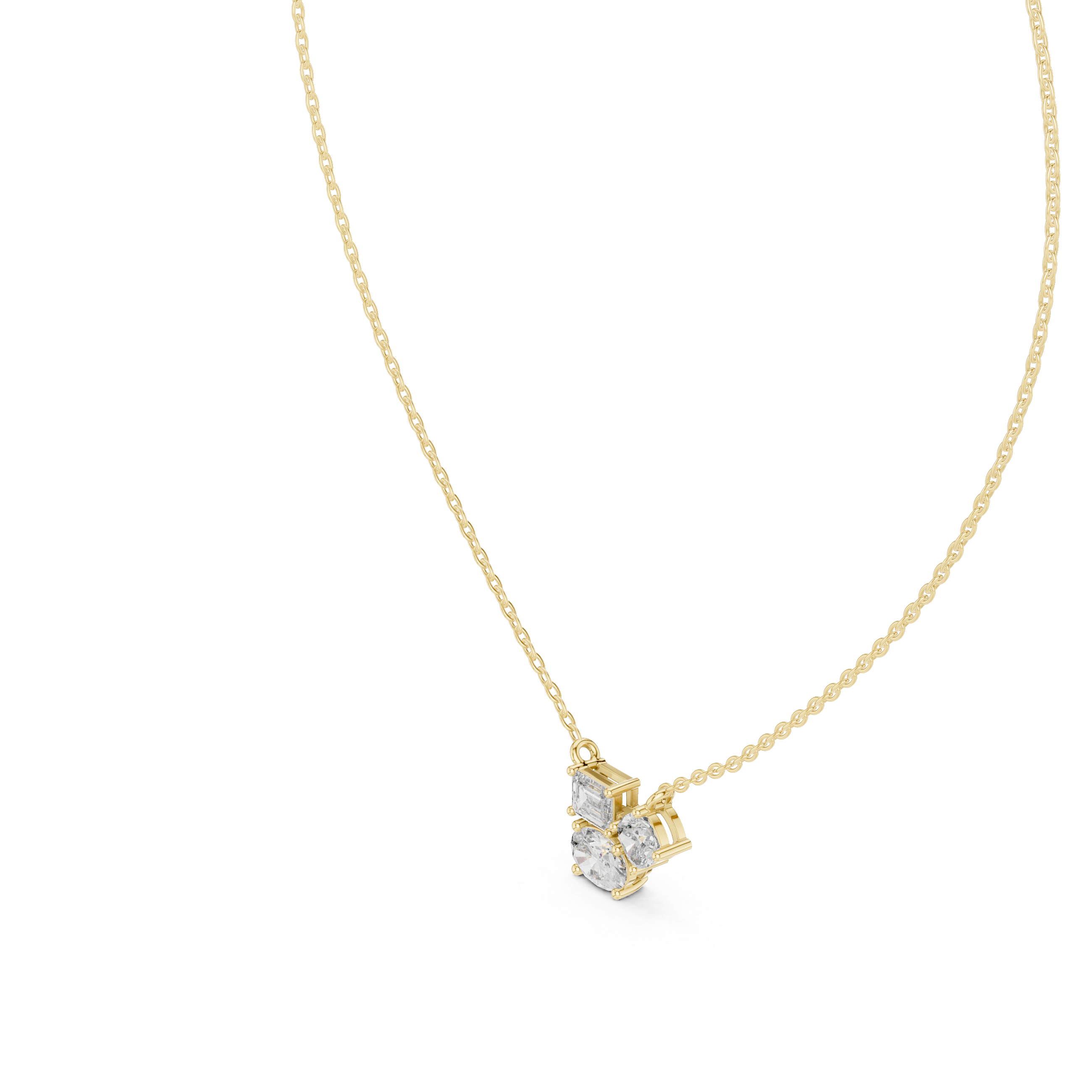 Mixed Cut Diamond Trio Pendant Necklace