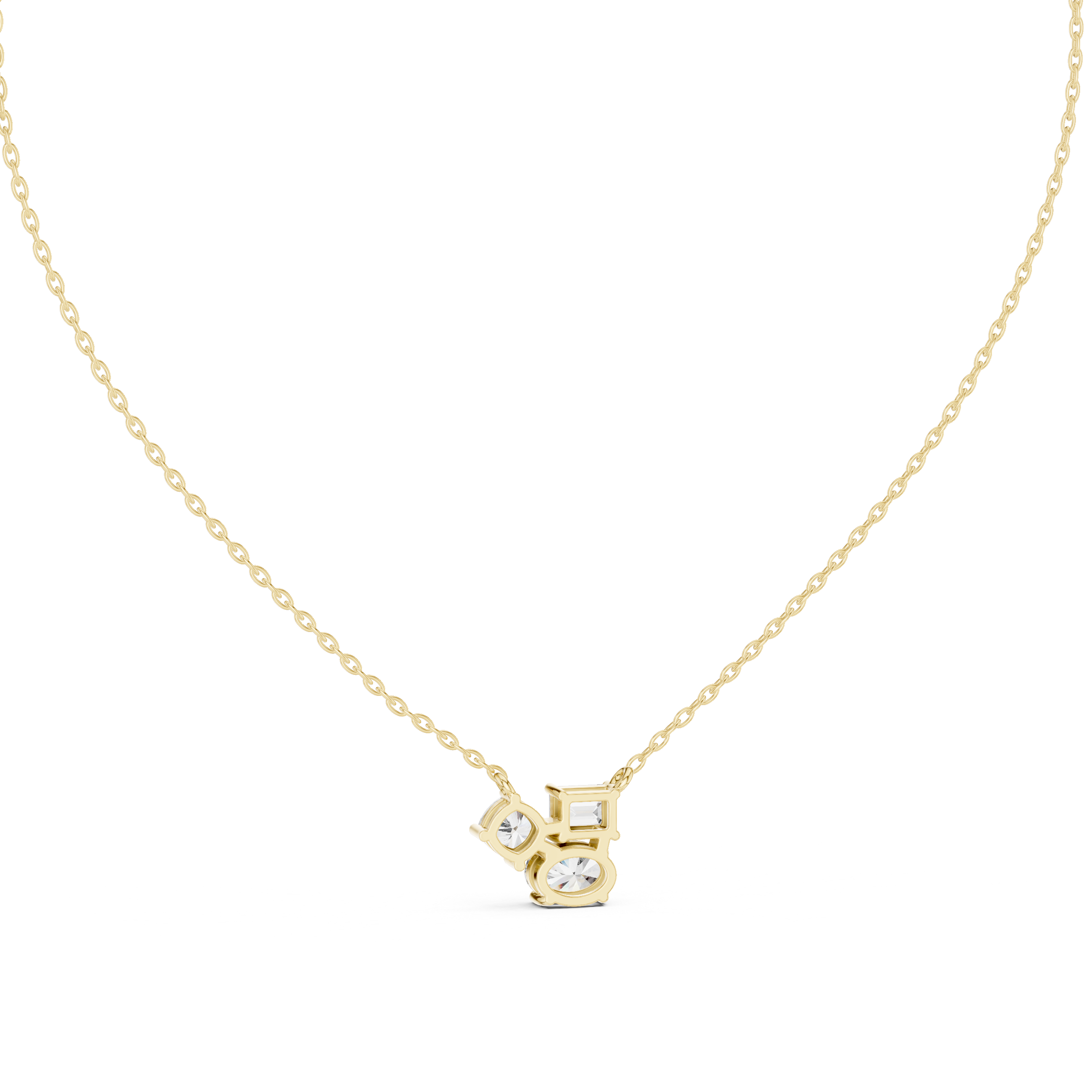 Mixed Cut Diamond Trio Pendant Necklace