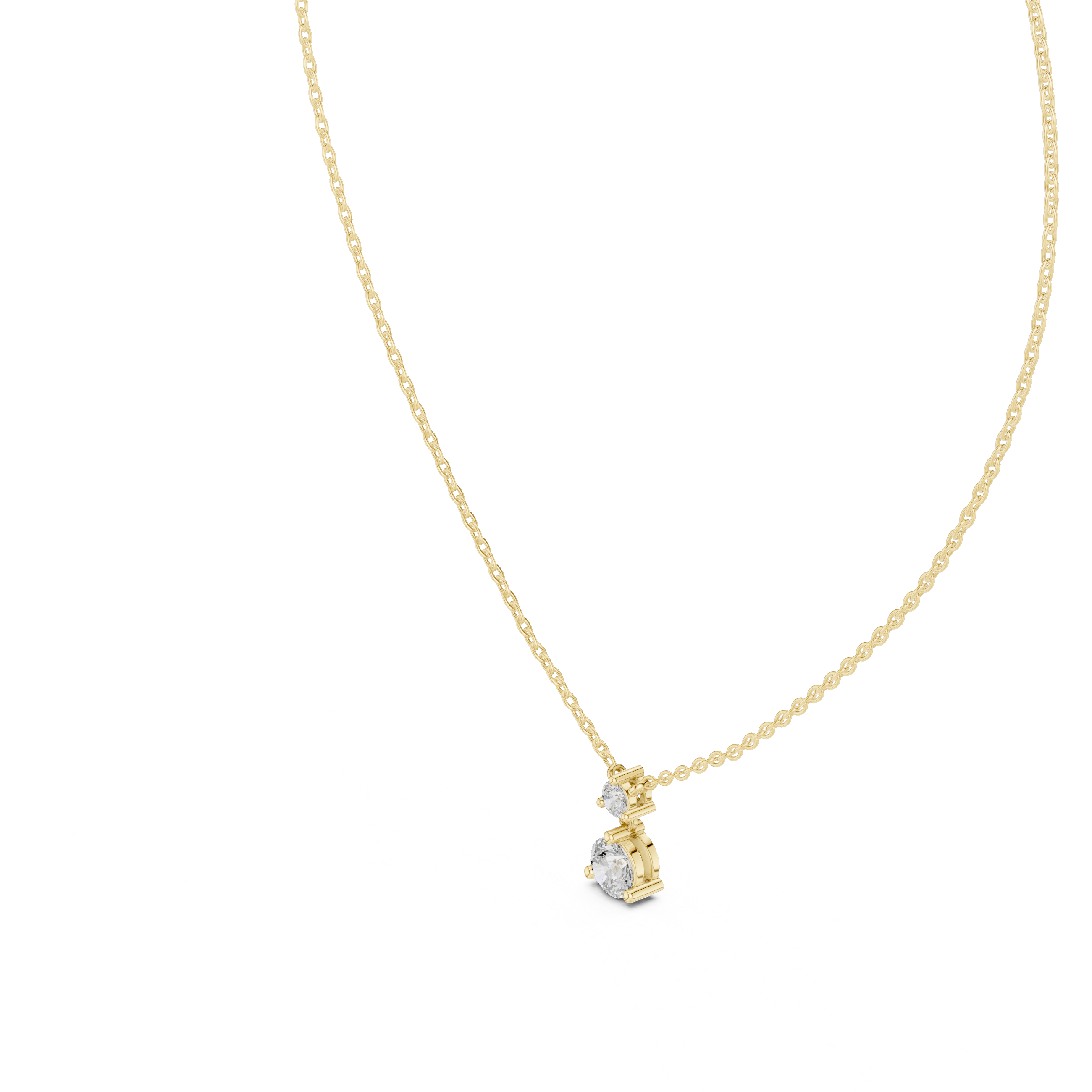 Two-Stone Drop Diamond Pendant Necklace – Minimal Dangle Design