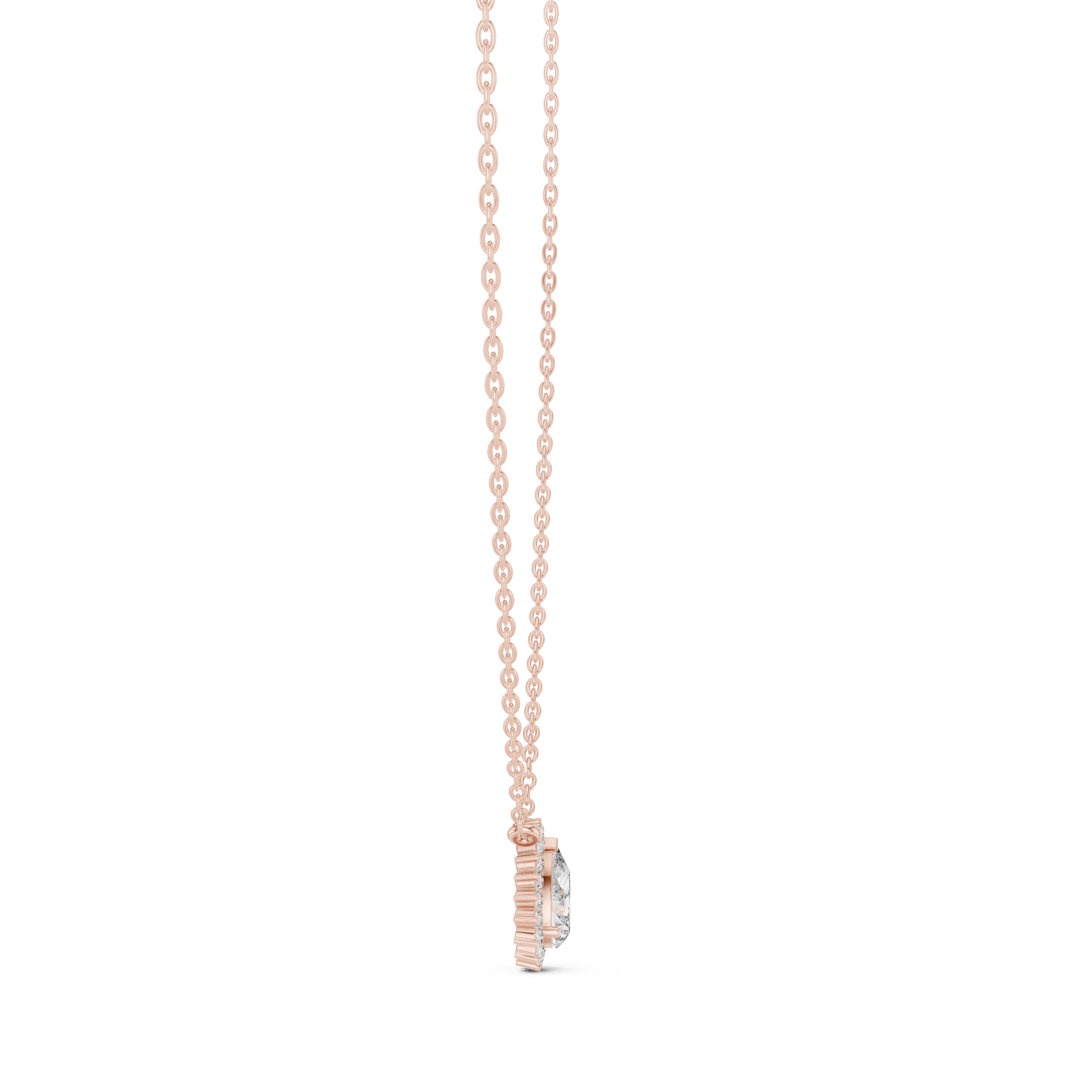 Pear Cut Diamond Halo Pendant Necklace – Elegant Drop Design