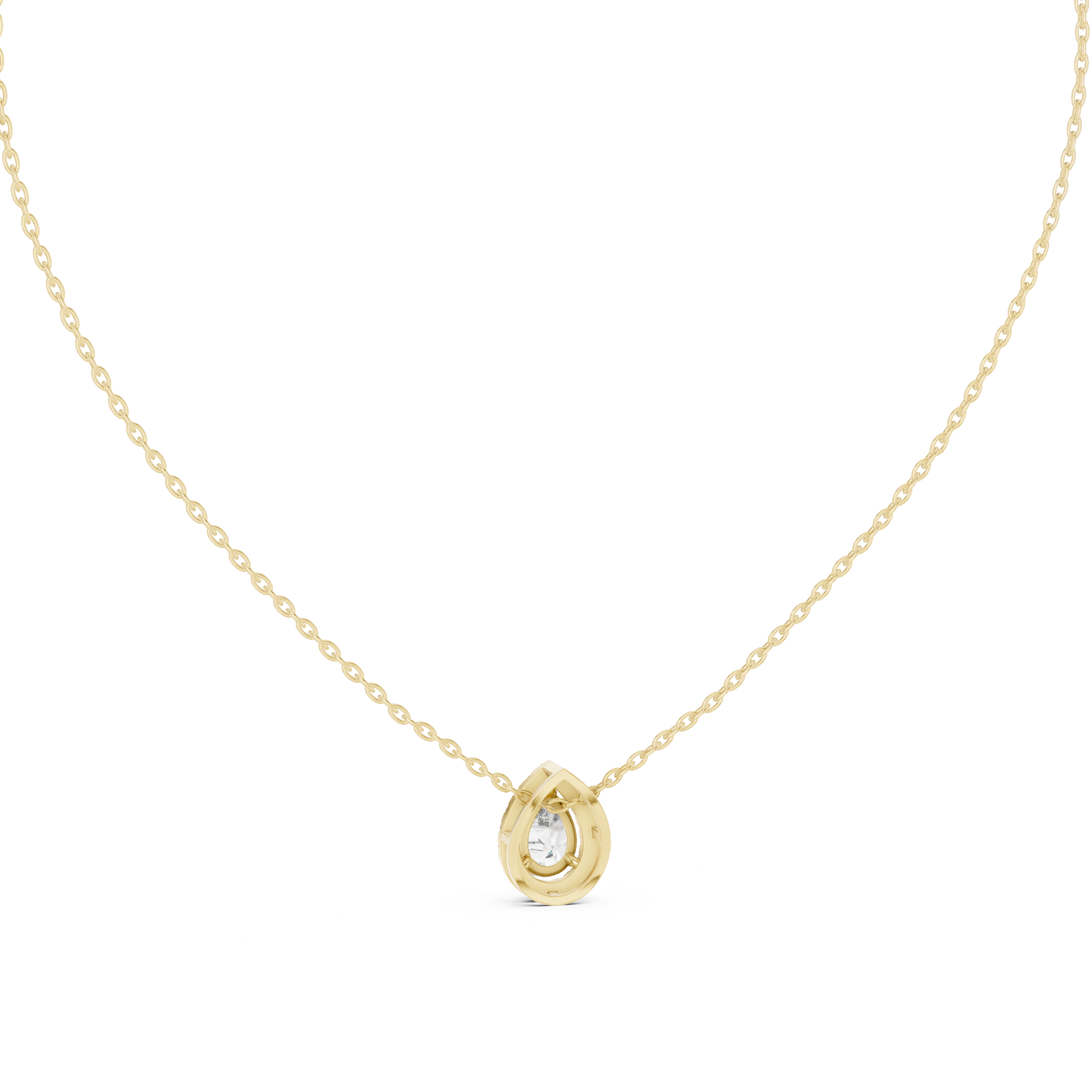 Pear Cut Halo Diamond Necklace with Pavé Surround