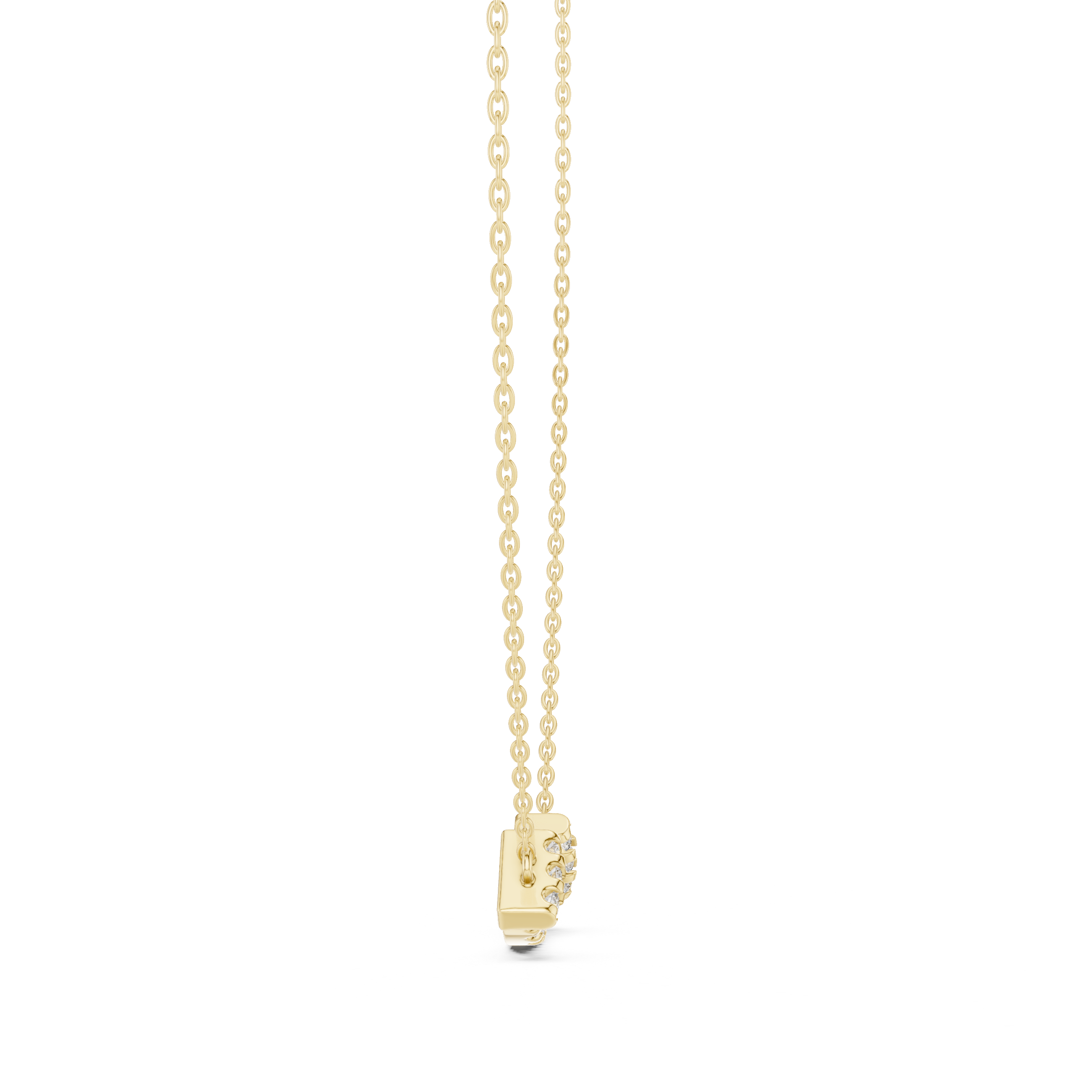 Curved Diamond Bar Necklace with Side Cluster Accents