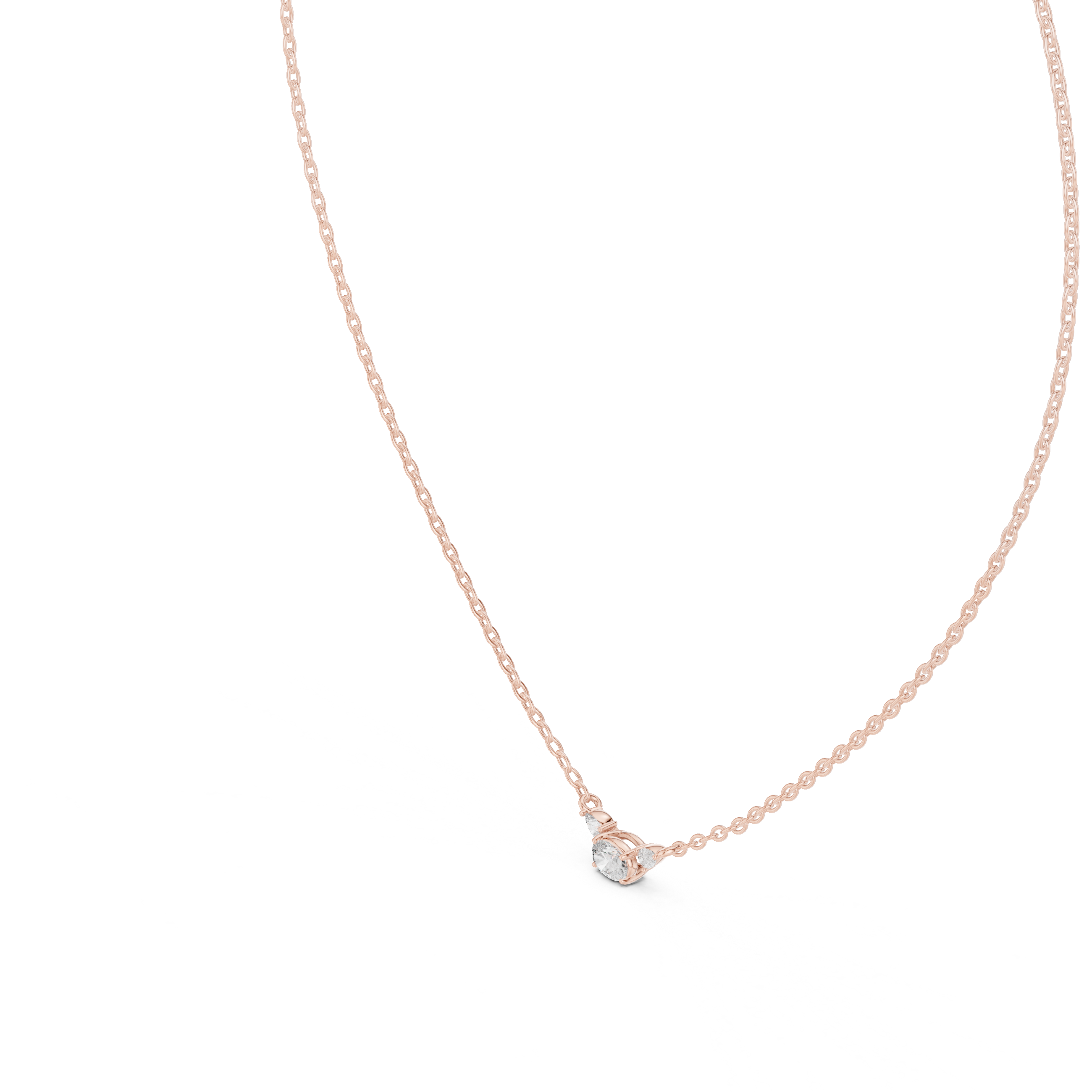Three-Stone Diamond Necklace with Pear Side Accents