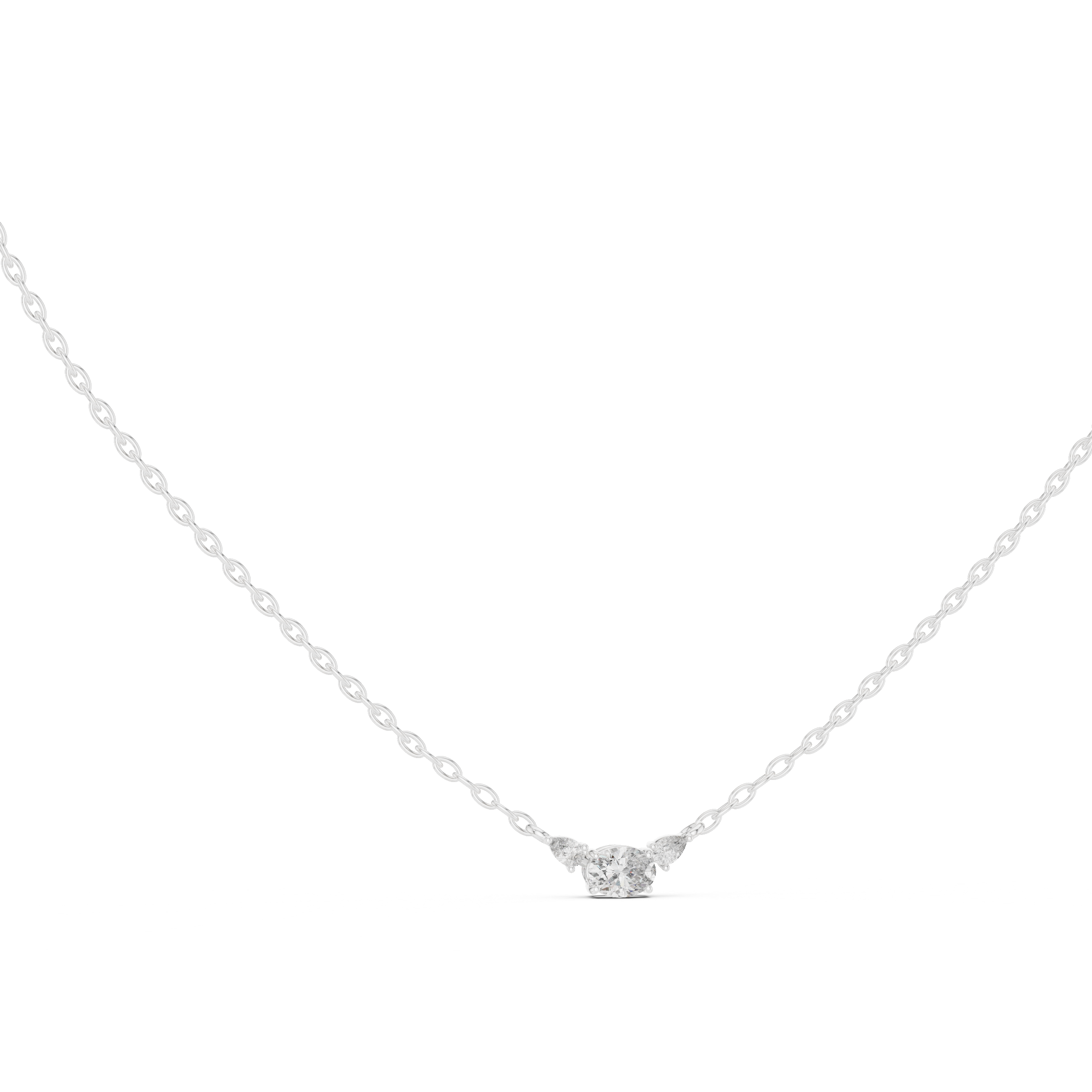 Three-Stone Diamond Necklace with Pear Side Accents