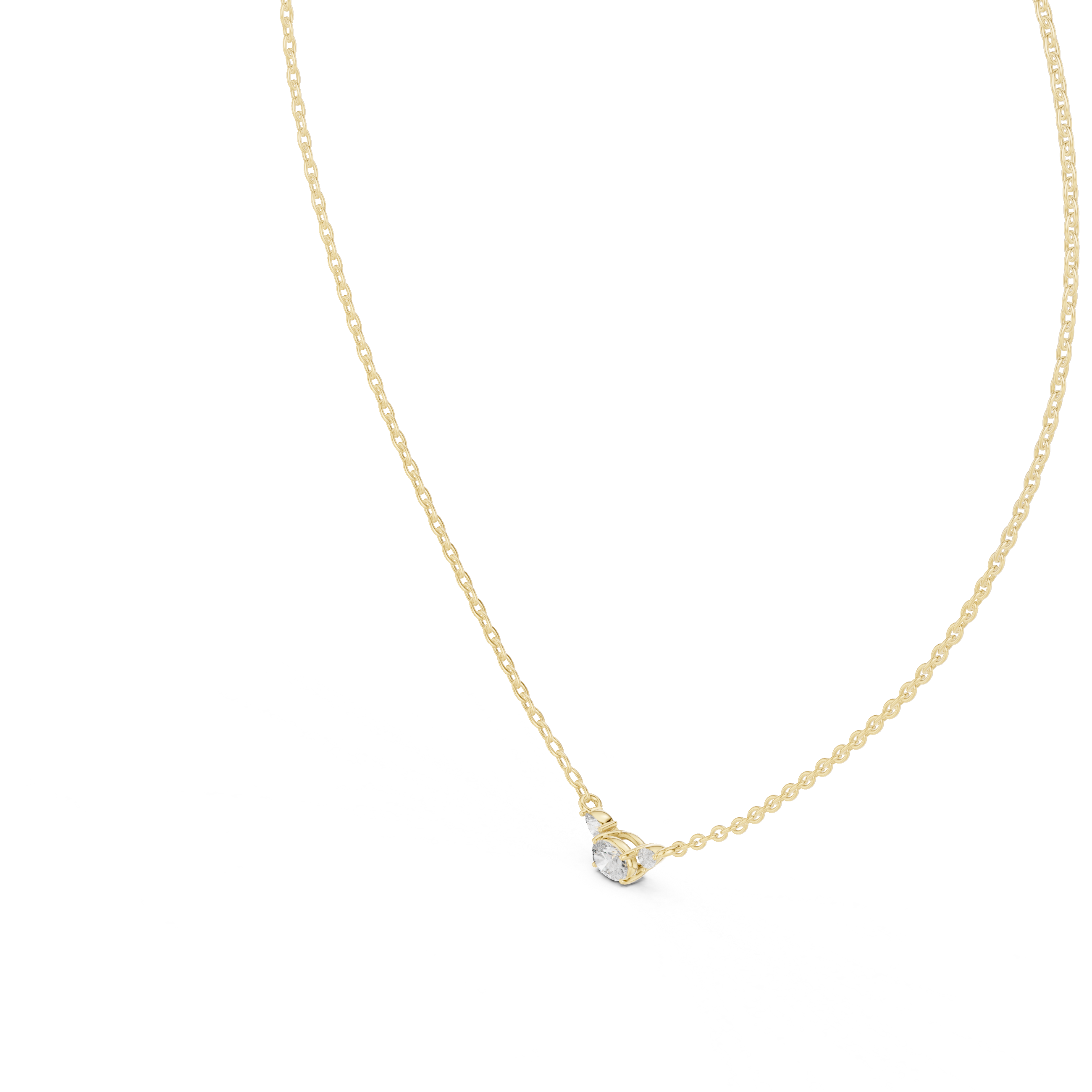 Three-Stone Diamond Necklace with Pear Side Accents
