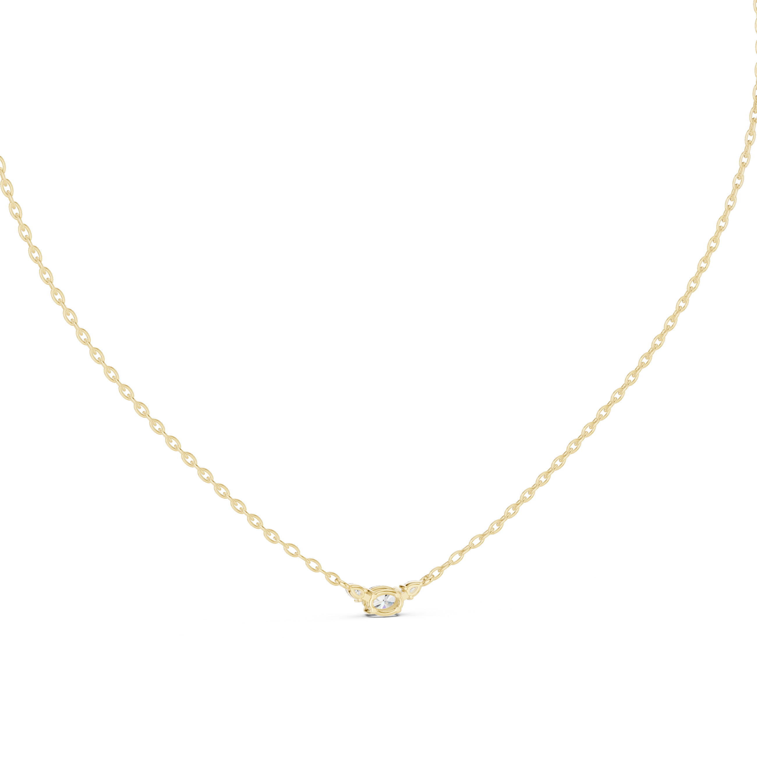 Three-Stone Diamond Necklace with Pear Side Accents