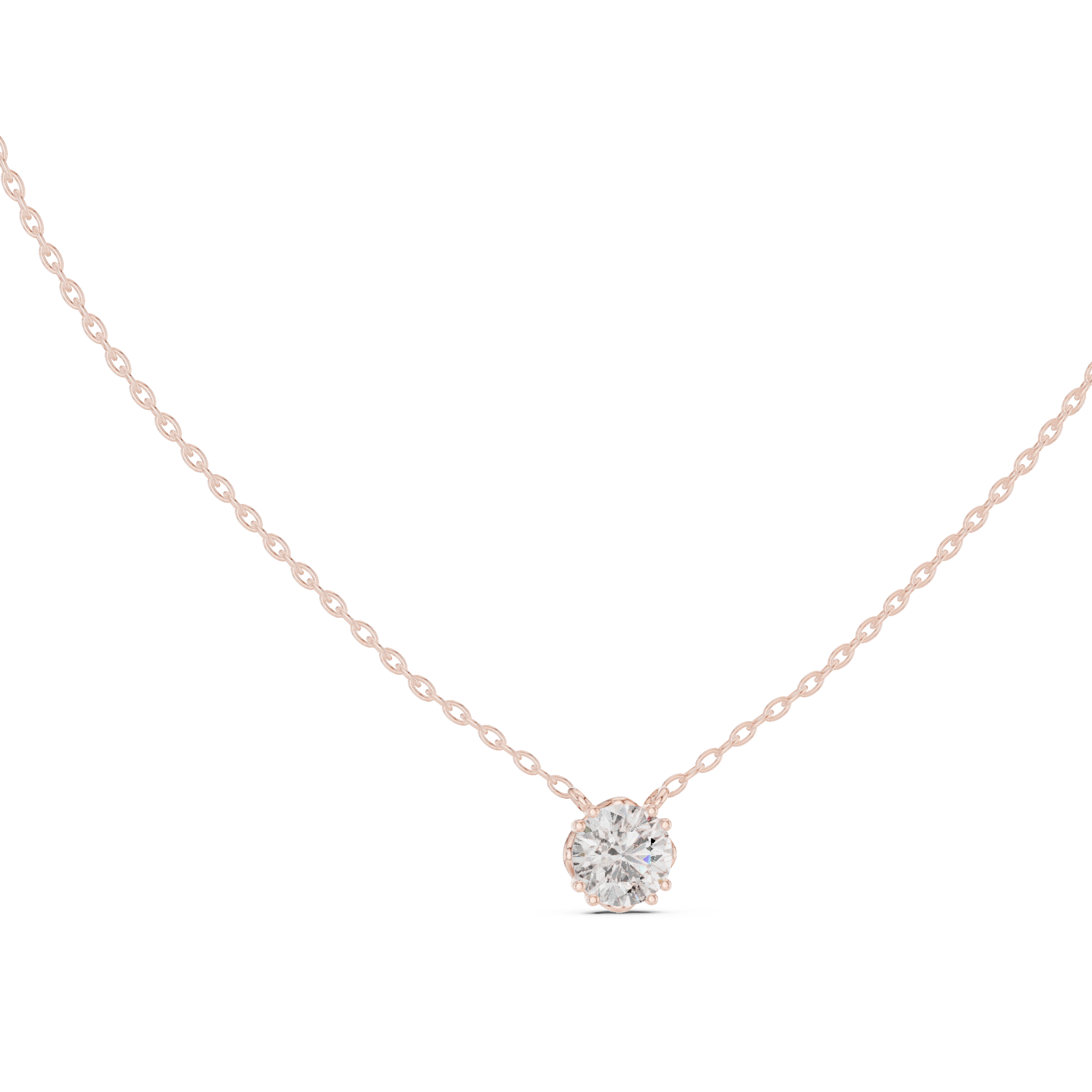 Round Cut Diamond Solitaire Pendant Necklace (Classic Multi-Prong Setting)