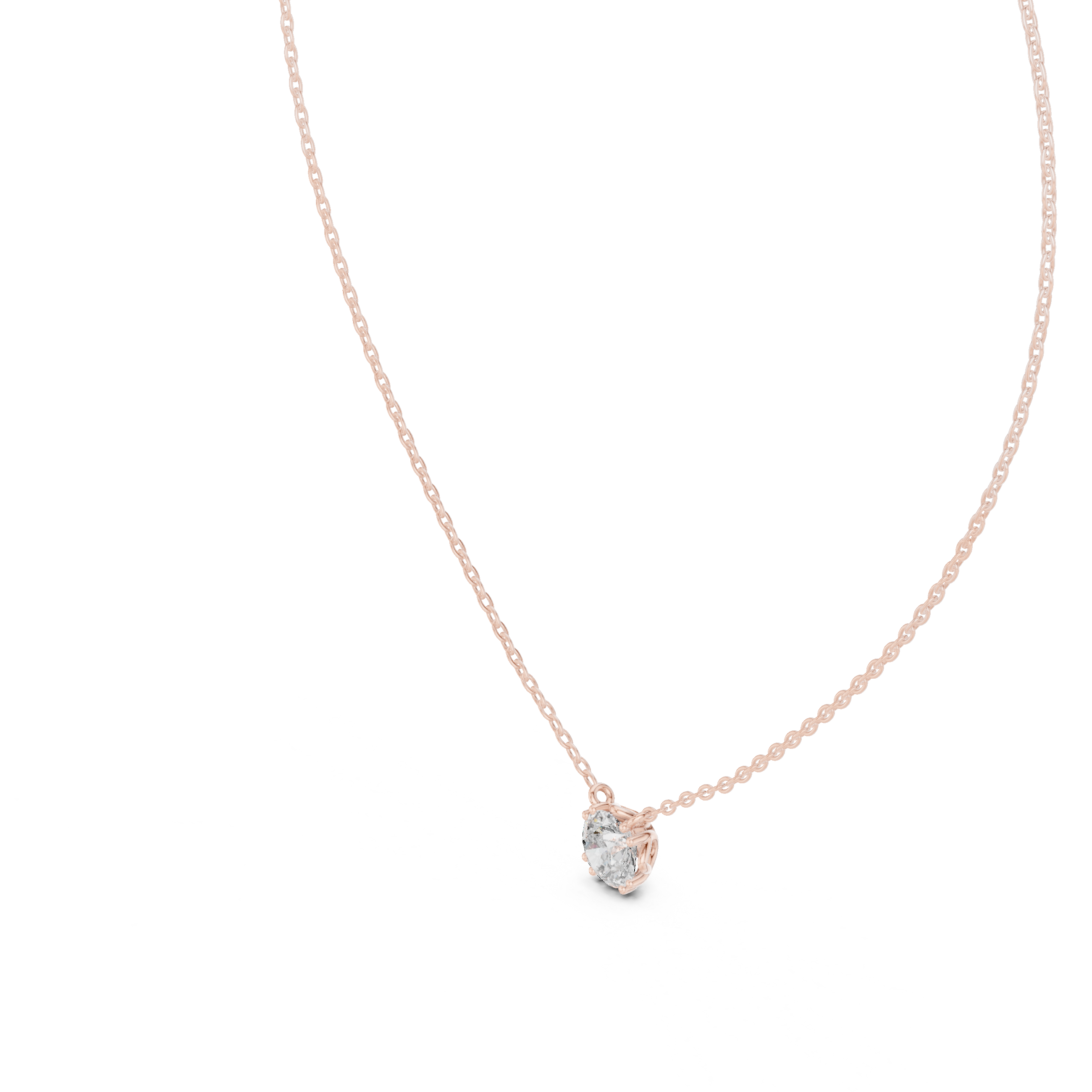 Round Cut Diamond Solitaire Pendant Necklace (Classic Multi-Prong Setting)
