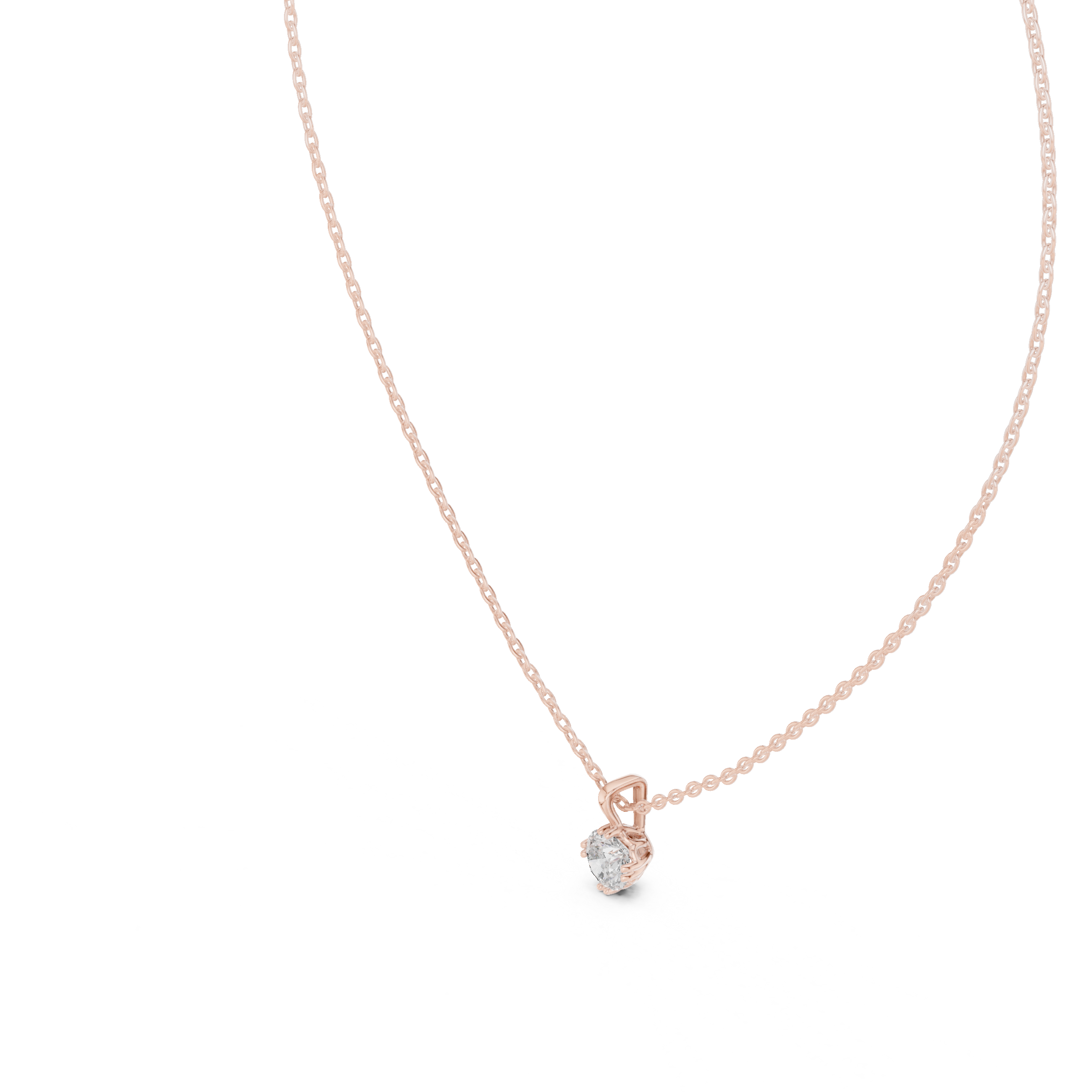 Petite Round Solitaire Pendant Necklace in Minimal Prong Setting