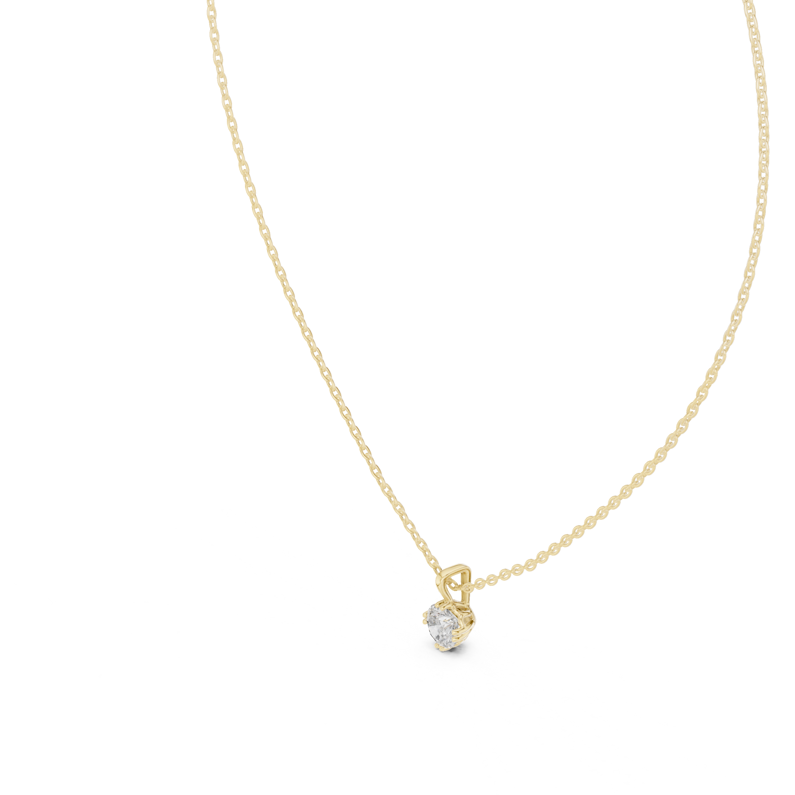 Petite Round Solitaire Pendant Necklace in Minimal Prong Setting