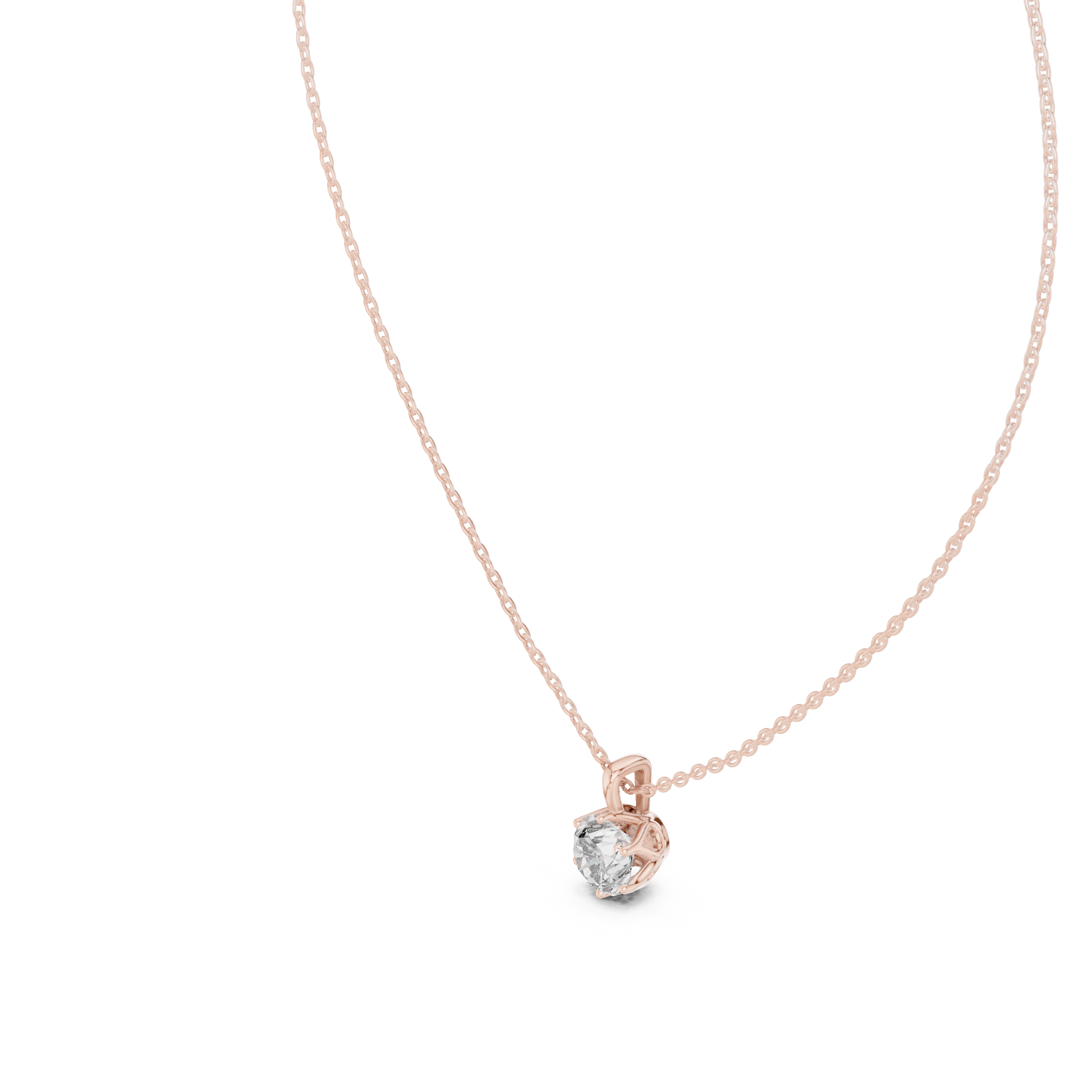 Classic Round Solitaire Pendant Necklace with Elevated Basket Setting