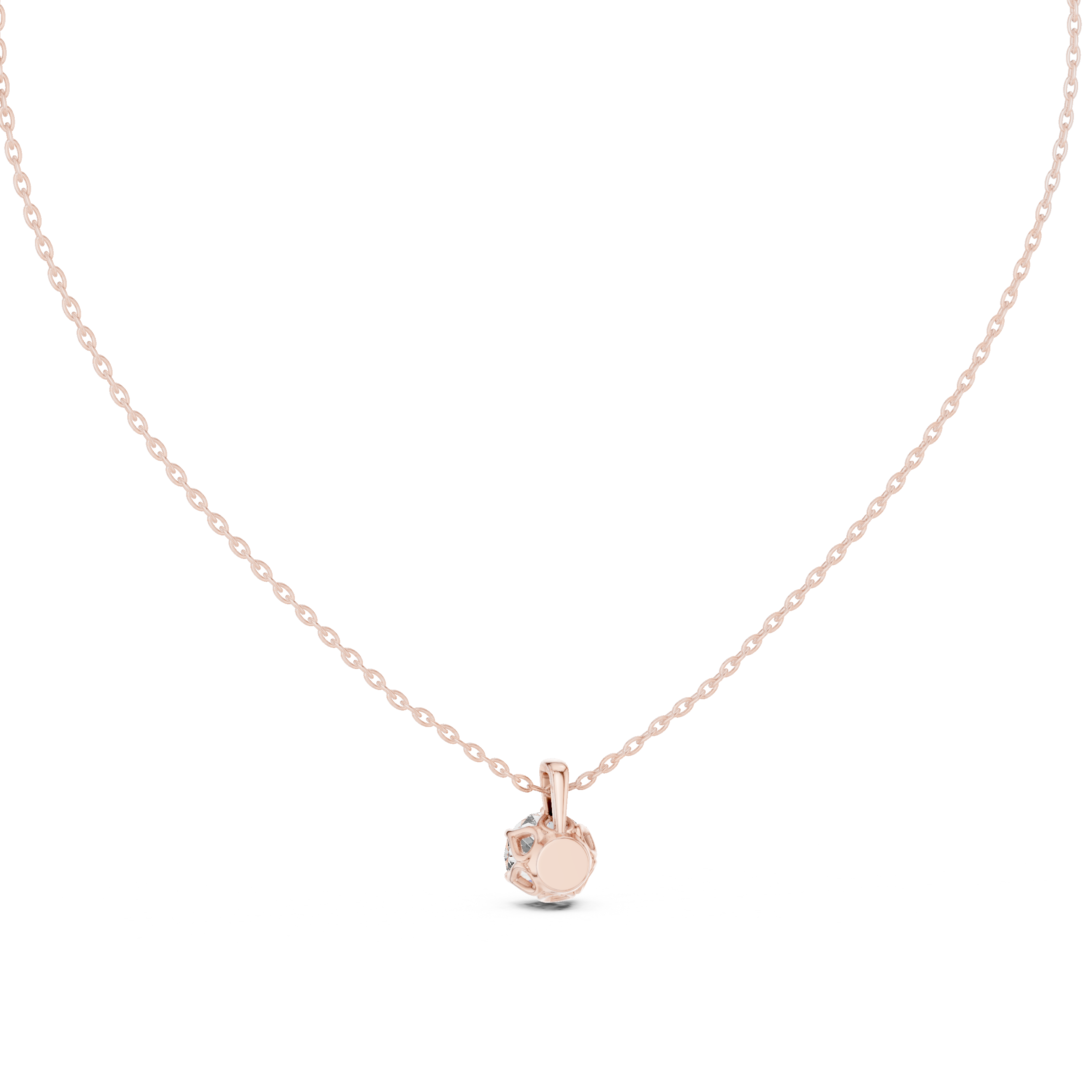 Classic Round Solitaire Pendant Necklace with Elevated Basket Setting