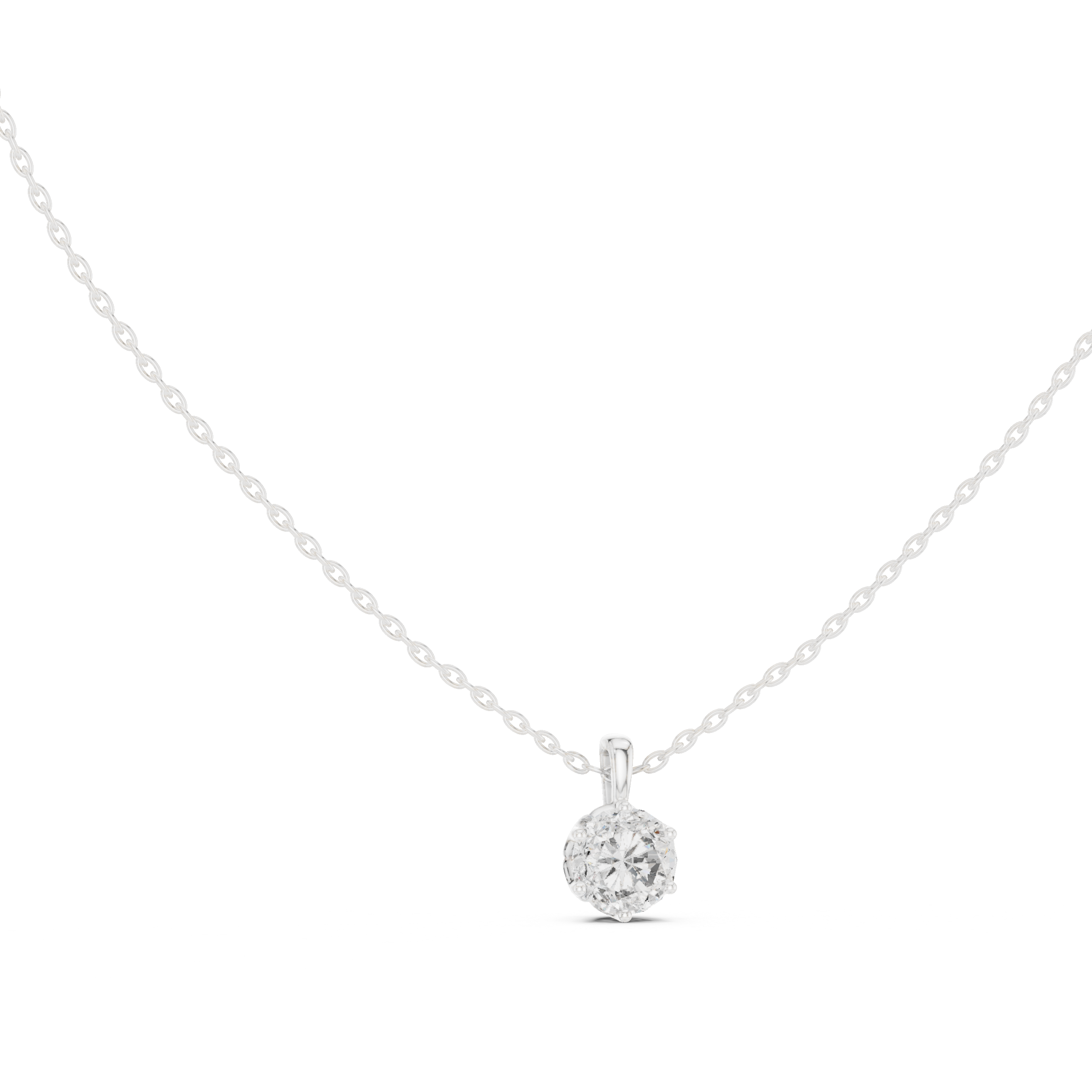 Classic Round Solitaire Pendant Necklace with Elevated Basket Setting