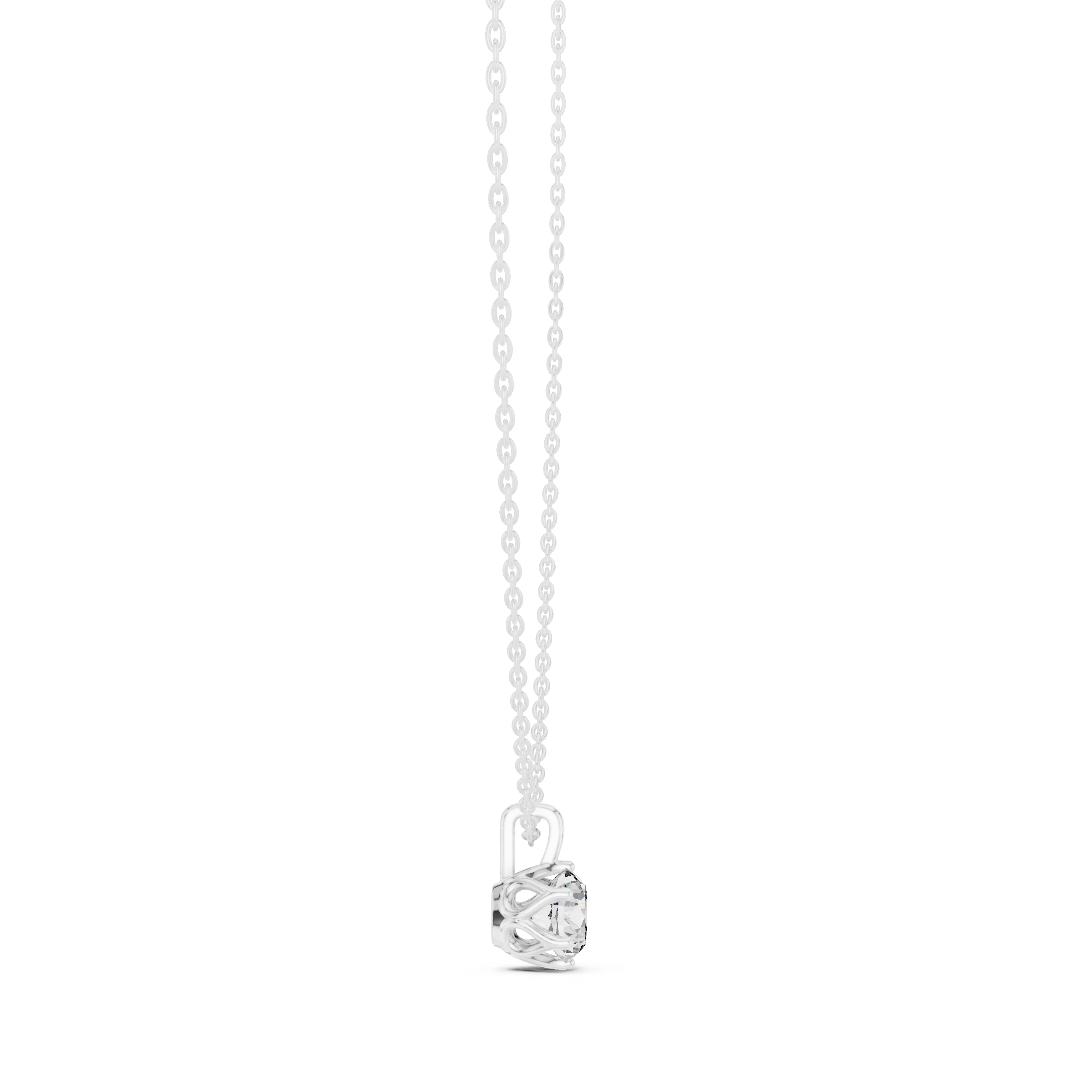 Classic Round Solitaire Pendant Necklace with Elevated Basket Setting